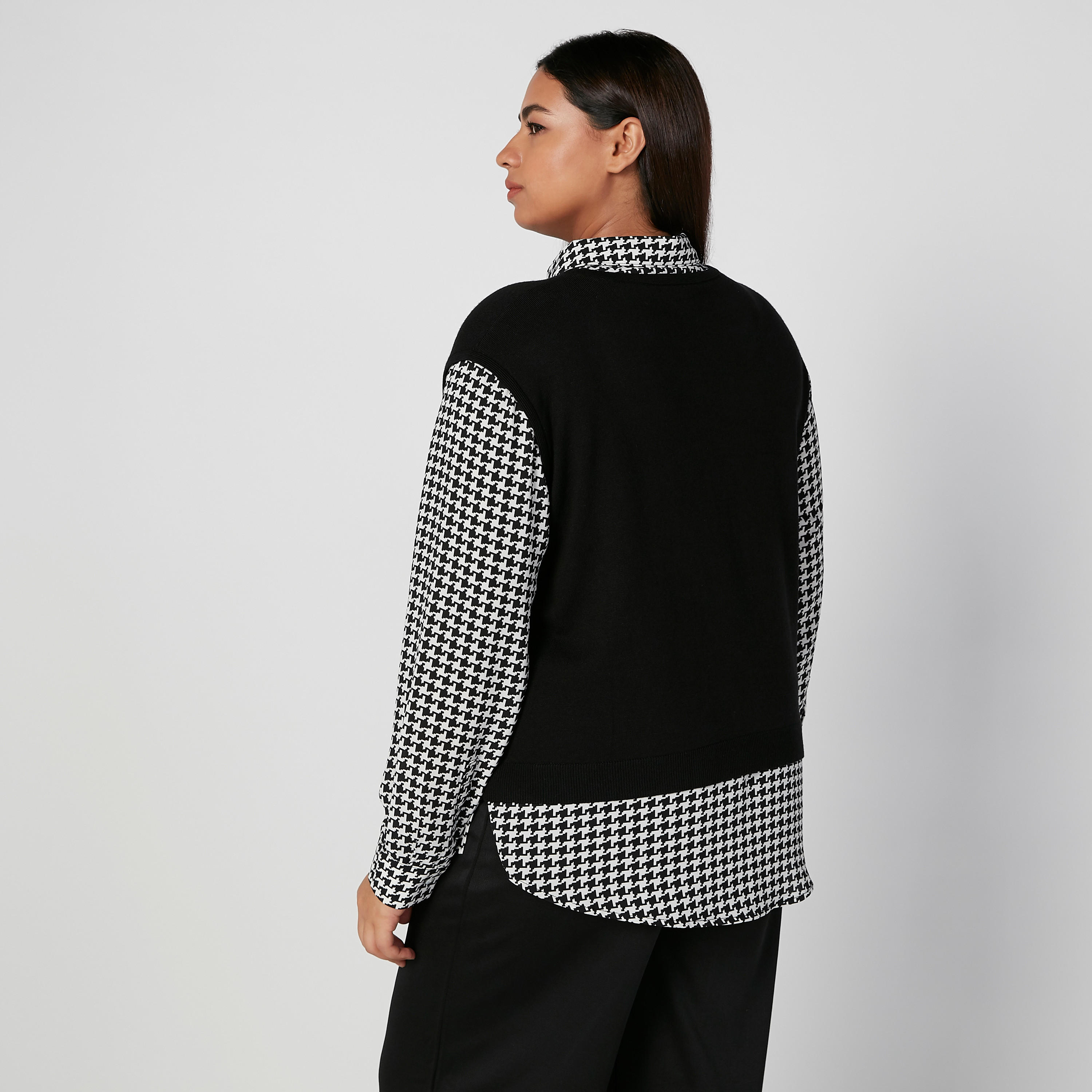 Chequered Shirt with Spread Collar and Long Sleeves-women-clothing-shirtsandblouses-blouses-image-4