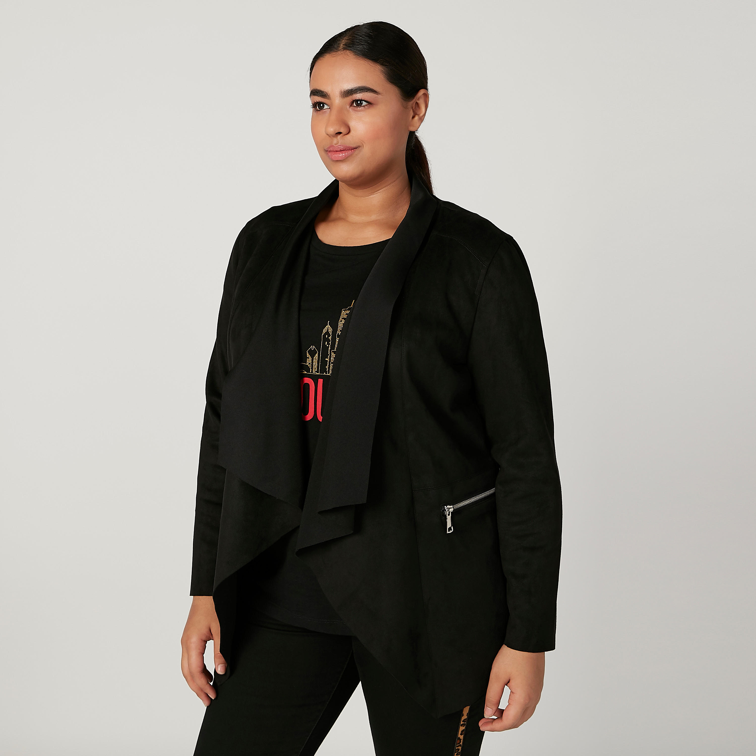 جاكيت سادة بأكمام طويلة وتفاصيل جيوب-women-winterwear-coatsandjackets-jackets-image-1