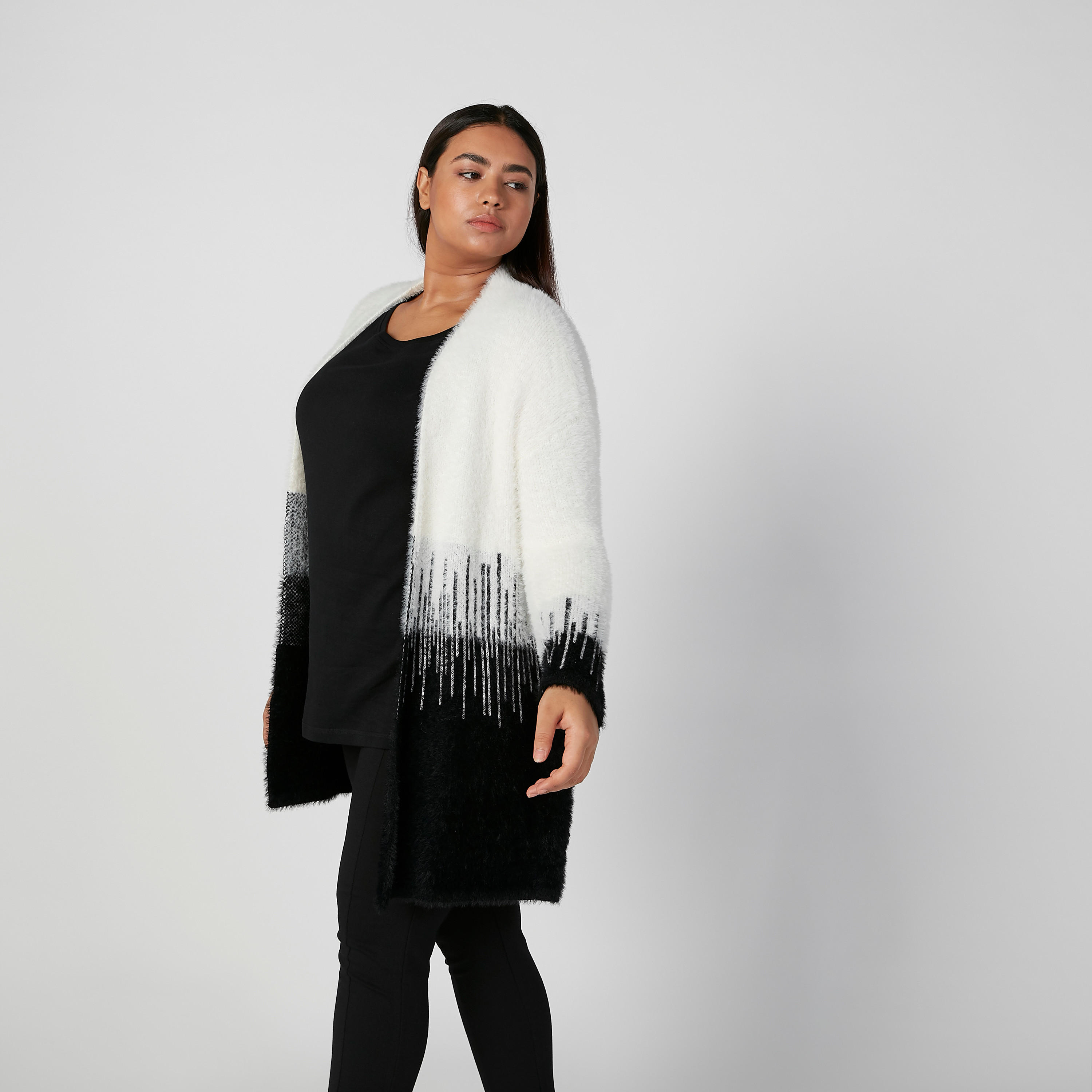Textured Cardigan with Long Sleeves-women-winterwear-cardigansandjumpers-cardigans-image-5