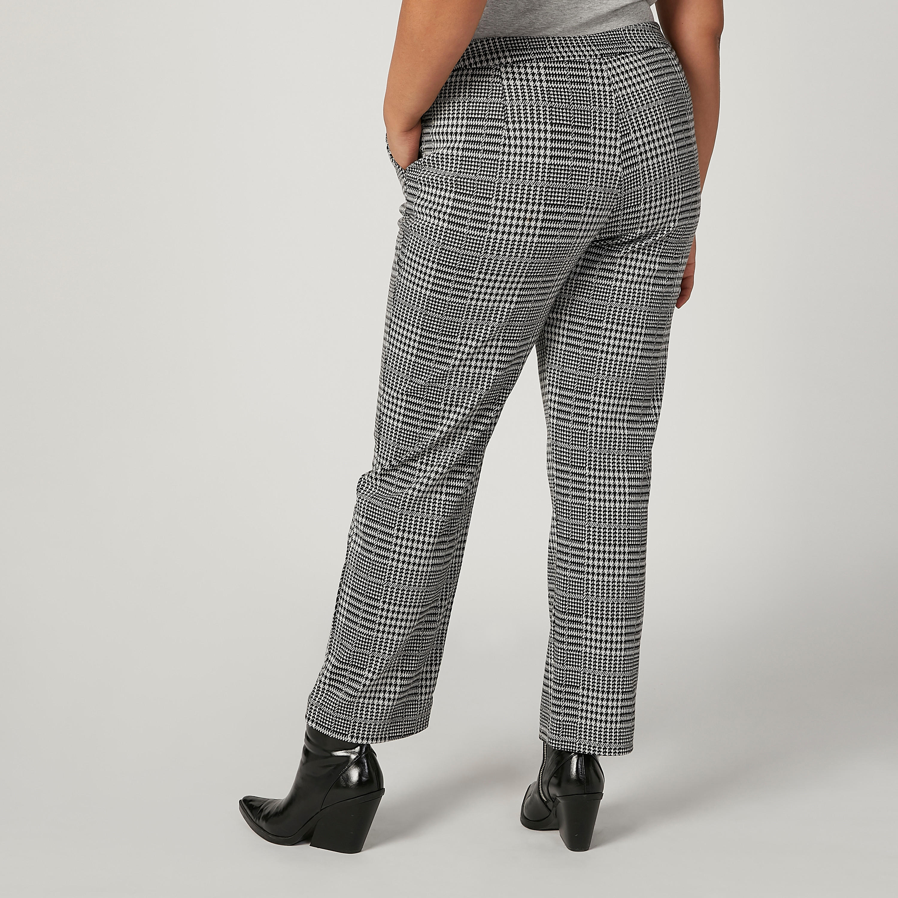 بنطلون كاروهات طويل بخصر متوسط الارتفاع وتفاصيل جيوب-women-clothing-bottoms-trousers-image-4