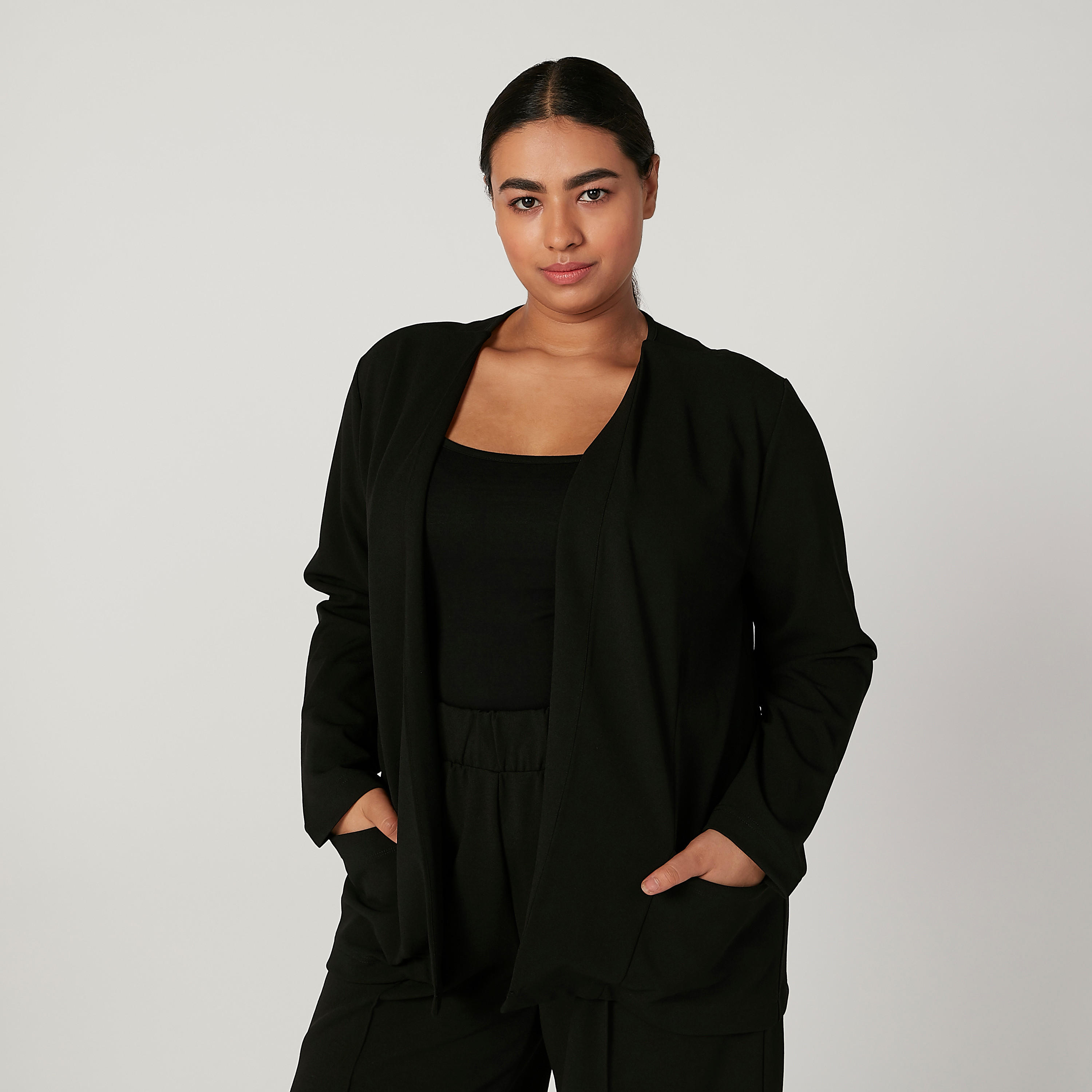 Plain Jacket with Long Sleeves and Pocket Detail-women-winterwear-coatsandjackets-jackets-image-1