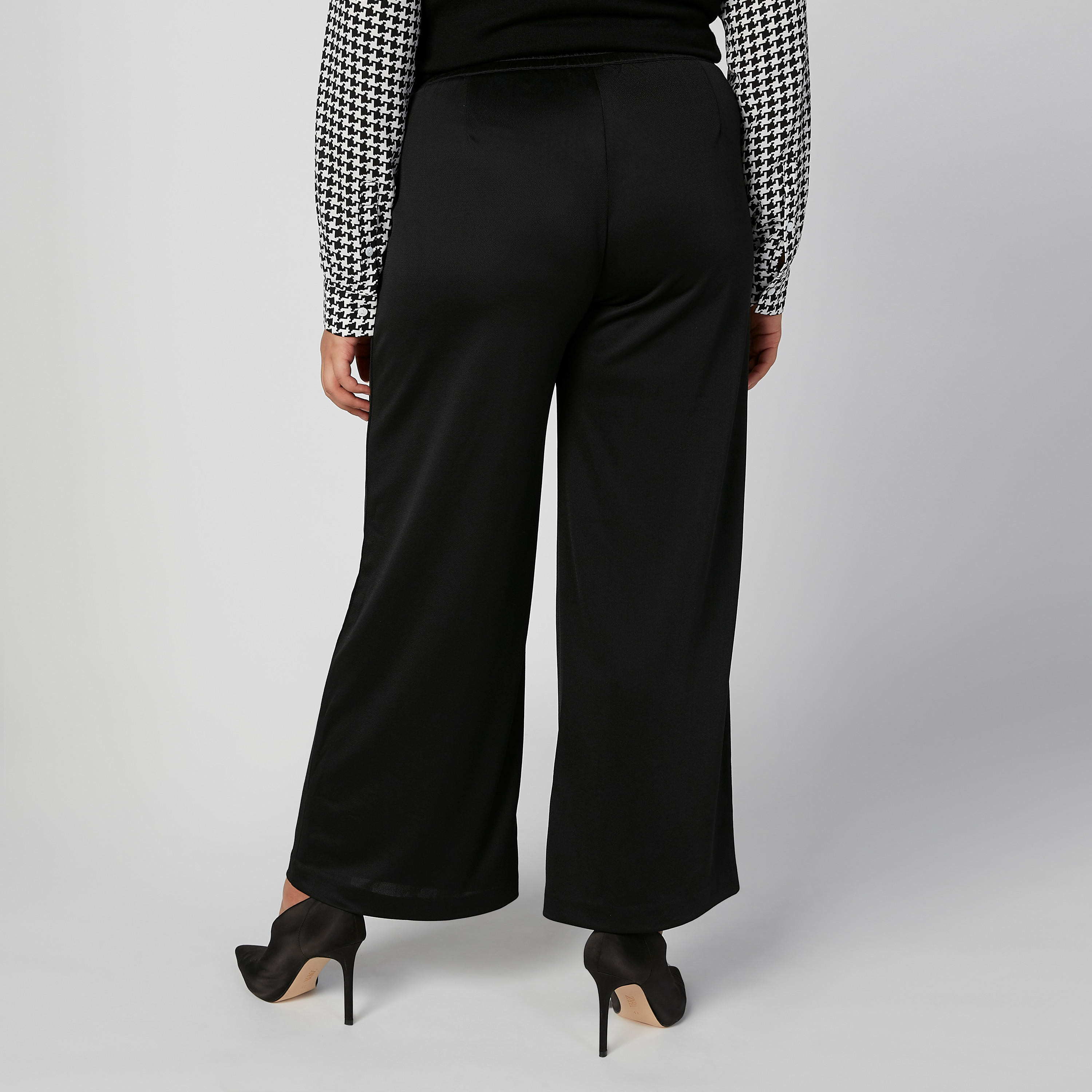 بنطلون بالازو سادة بقصّة واسعة وخصر مطّاطي متوسط الارتفاع-women-clothing-bottoms-trousers-image-3