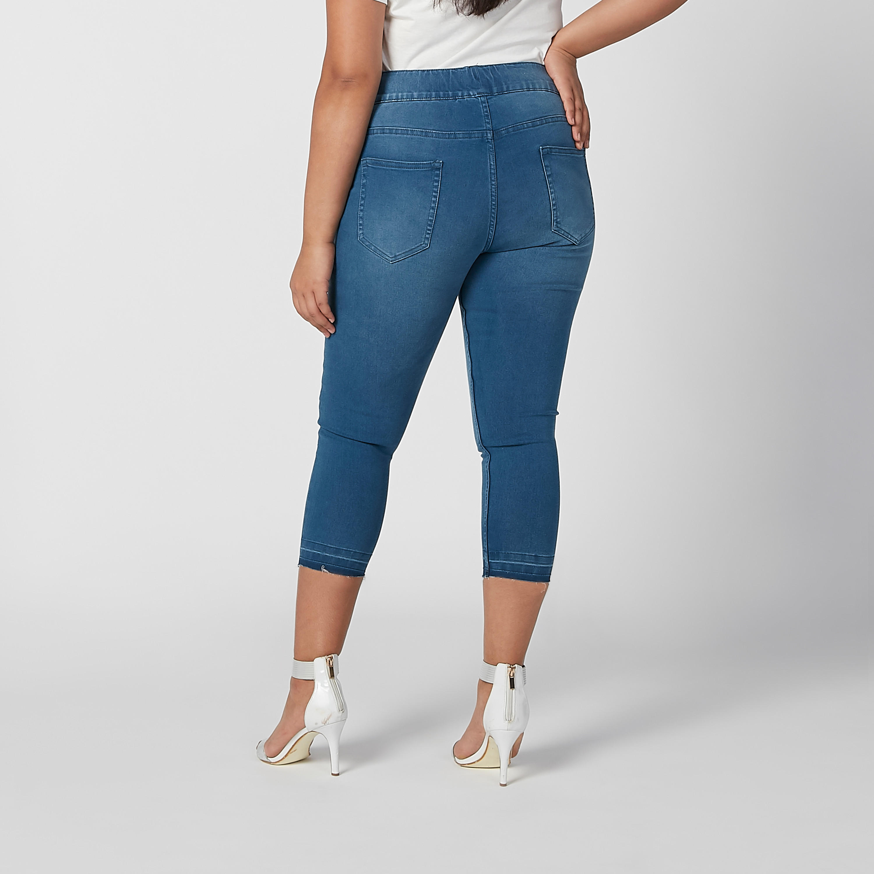 بنطلون ليقنز 3/4 سادة بخصر مطّاطي متوسط الارتفاع-women-clothing-bottoms-leggings-image-4