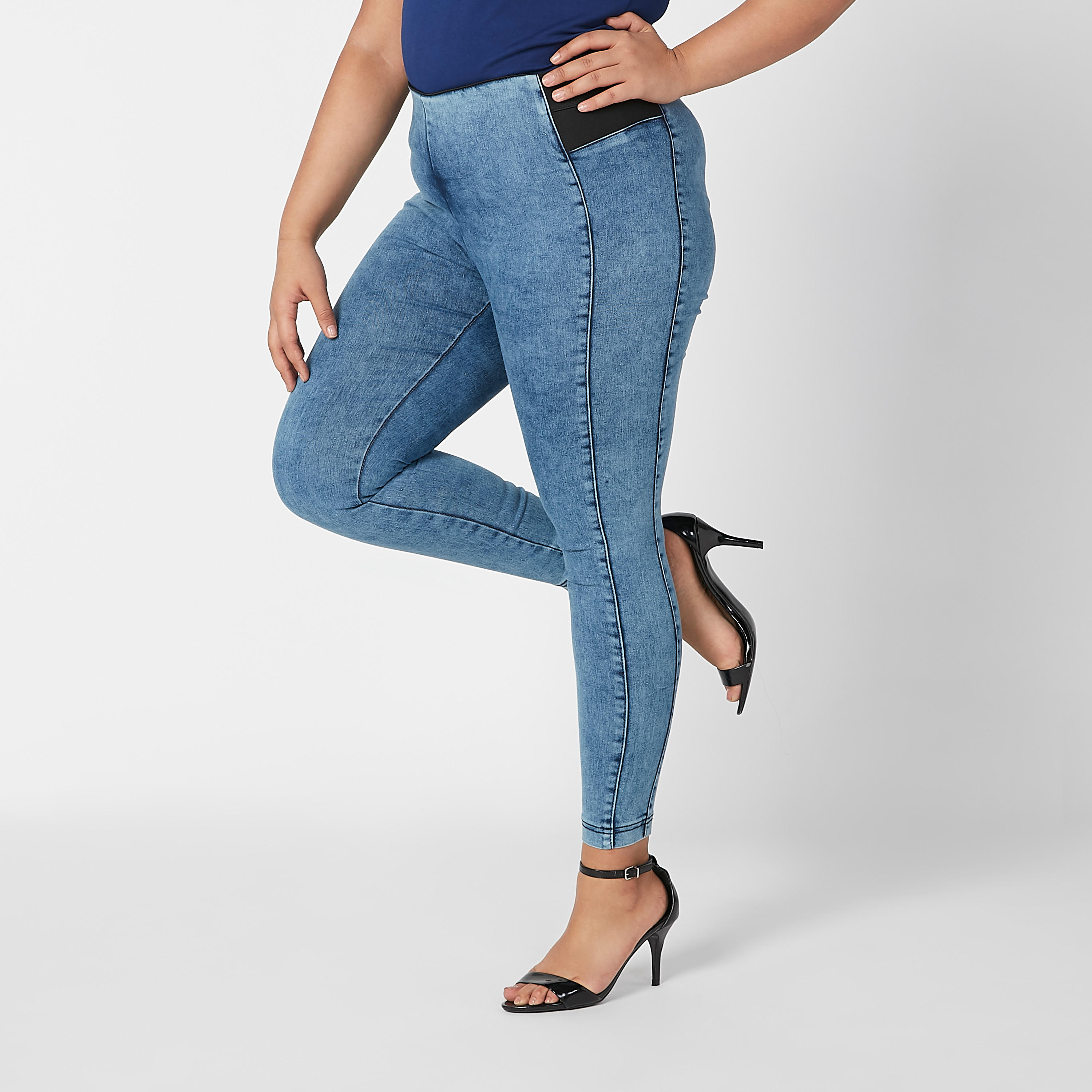 بنطلون جينز ضيّق بخصر مطّاطي-women-clothing-bottoms-leggings-image-1