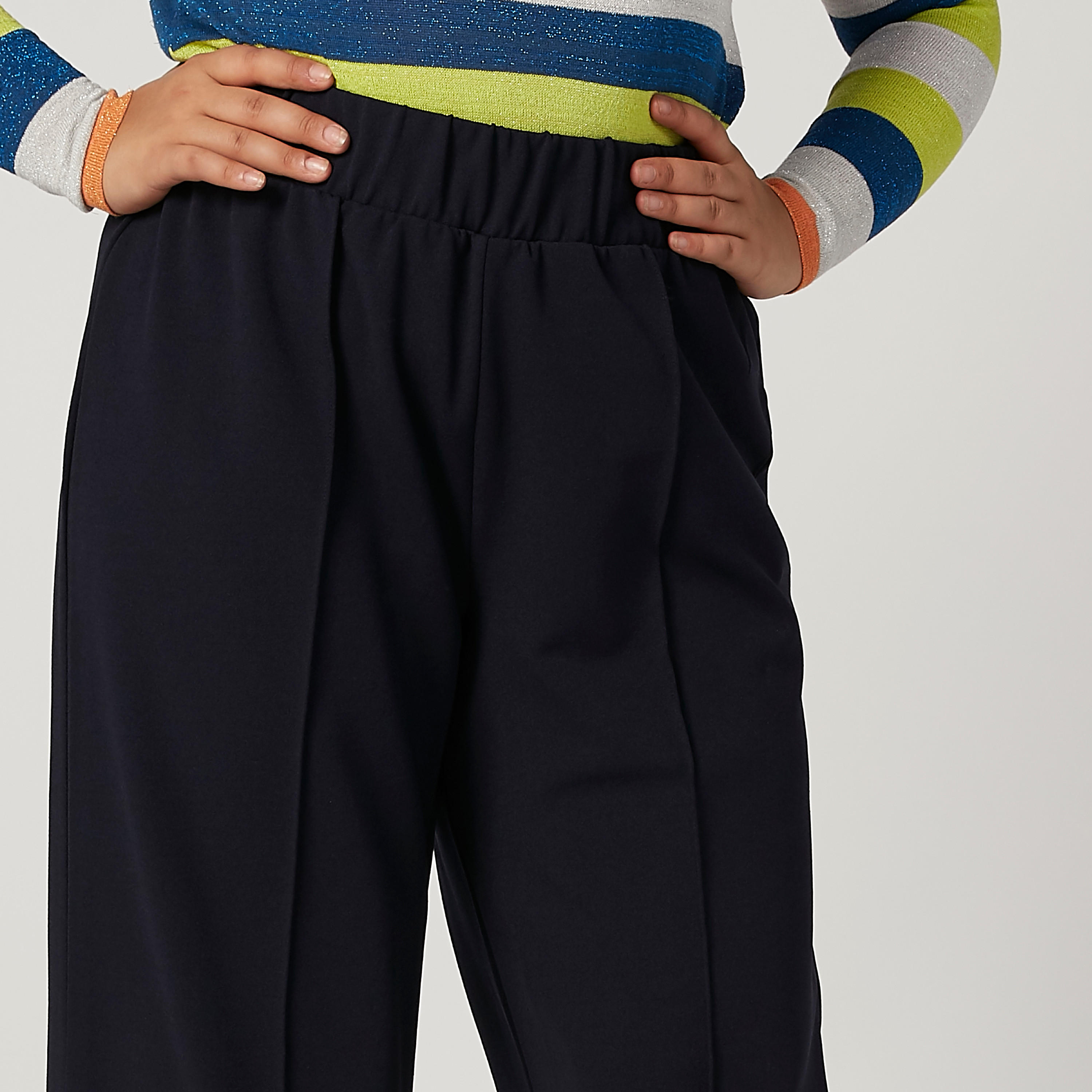 بنطلون قصير سادة بخصر مطاطي متوسط الارتفاع-women-clothing-bottoms-trousers-image-3