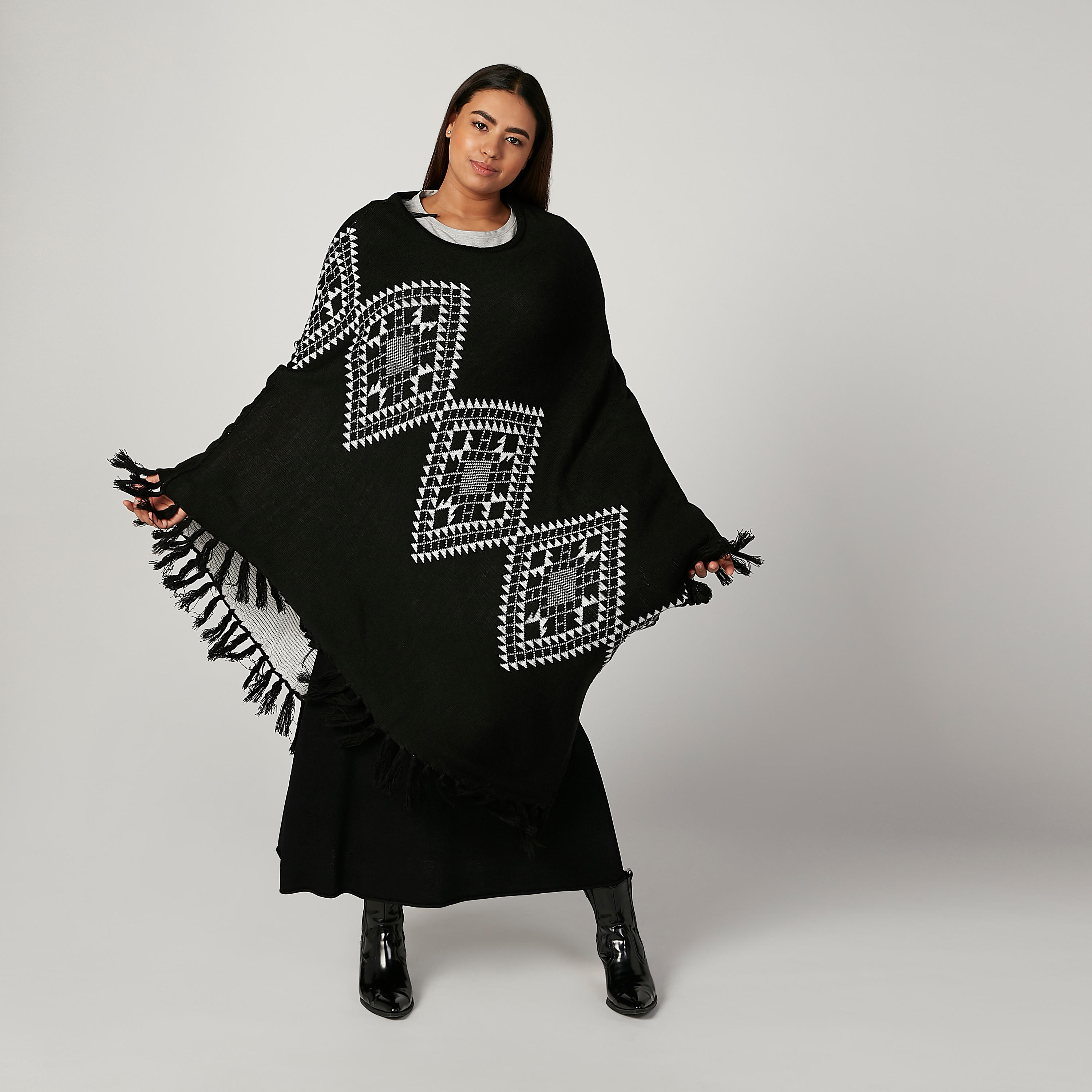 تنورة ميدي إيه لاين بارزة الملمس بخصر مطّاطي-women-clothing-bottoms-skirts-image-2
