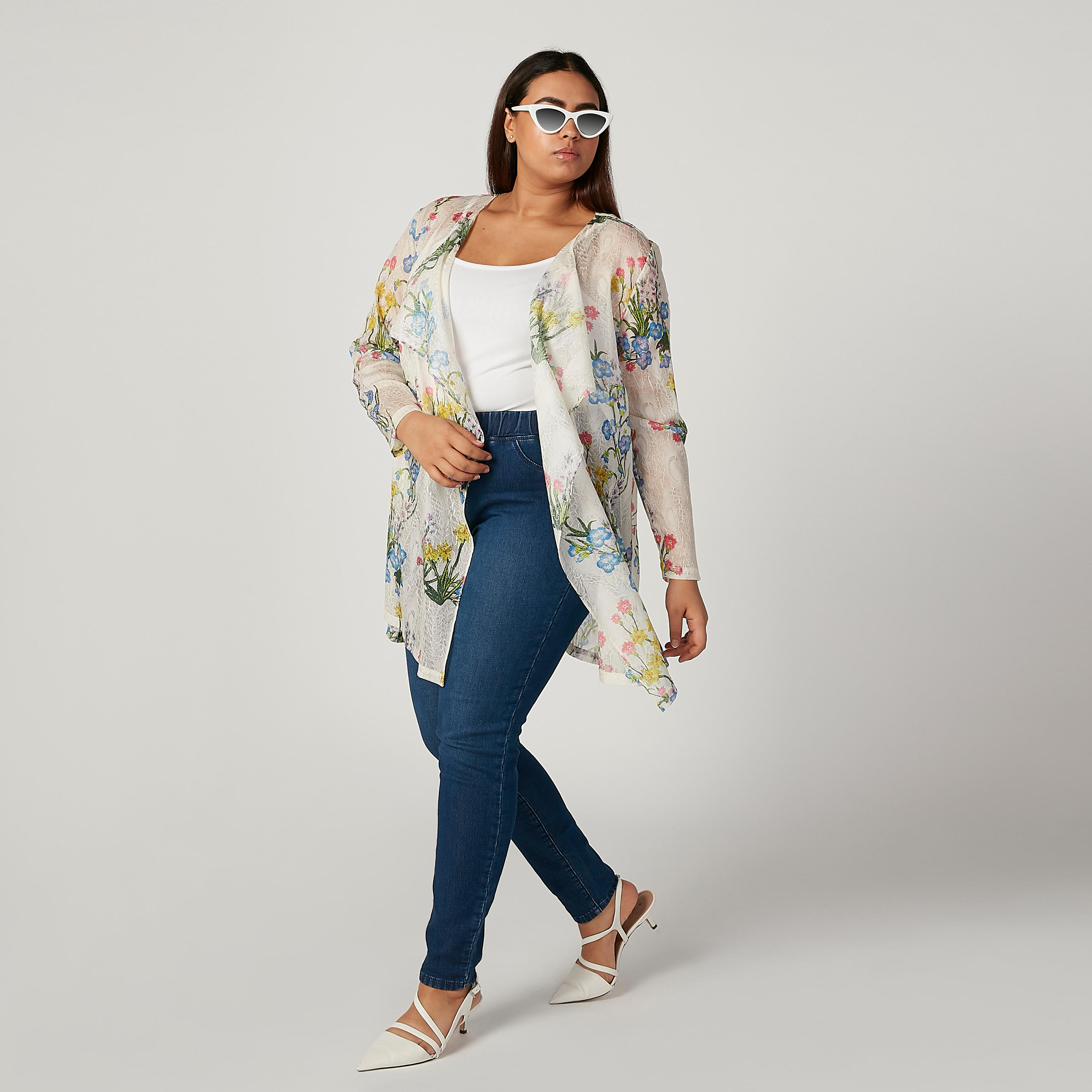 بنطلون جيقنز مقاس كبير سادة بخصر مطاطي وجيوب-women-clothing-bottoms-leggings-image-2