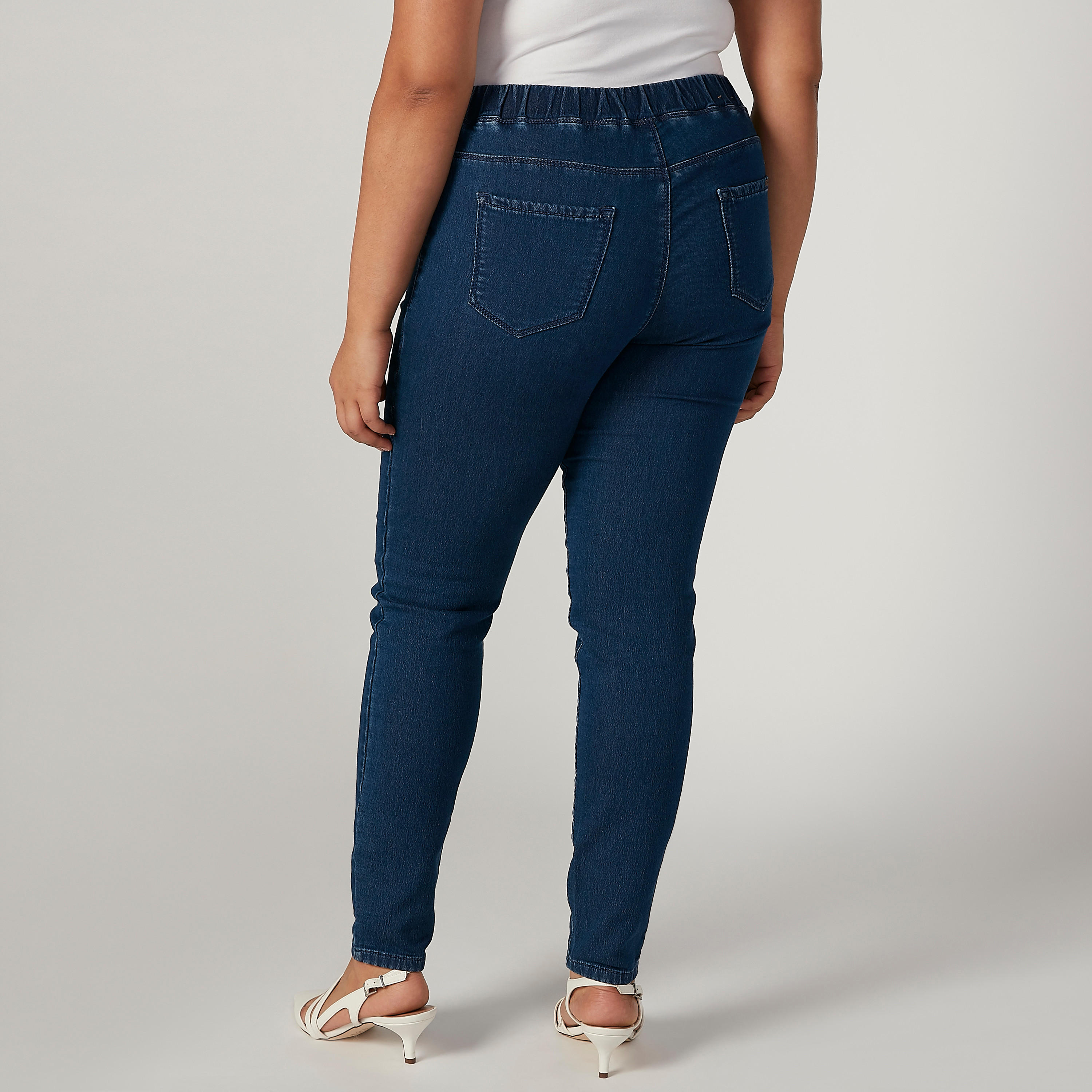 بنطلون جيقنز مقاس كبير سادة بخصر مطاطي وجيوب-women-clothing-bottoms-leggings-image-4