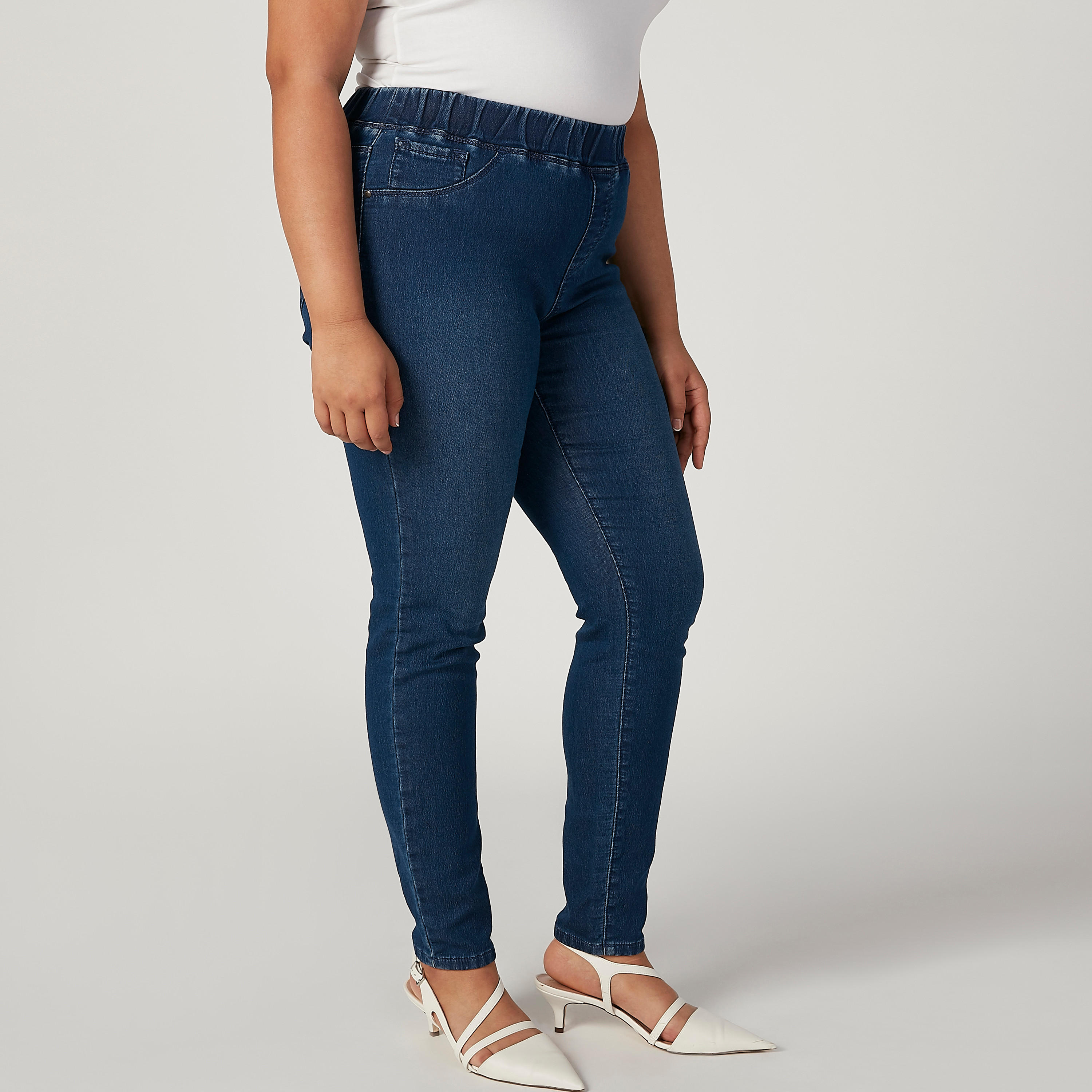 بنطلون جيقنز مقاس كبير سادة بخصر مطاطي وجيوب-women-clothing-bottoms-leggings-image-5