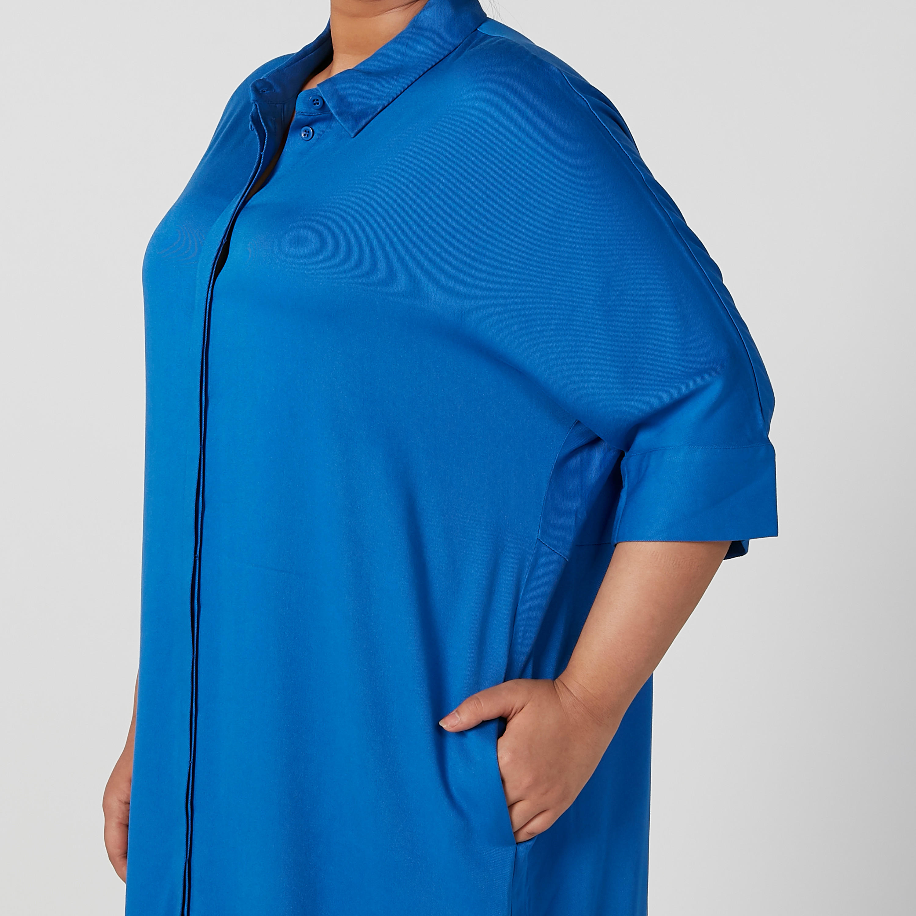 Plain Tunic with Spread Collar and 3/4 Sleeves-women-clothing-shirtsandblouses-blouses-image-3