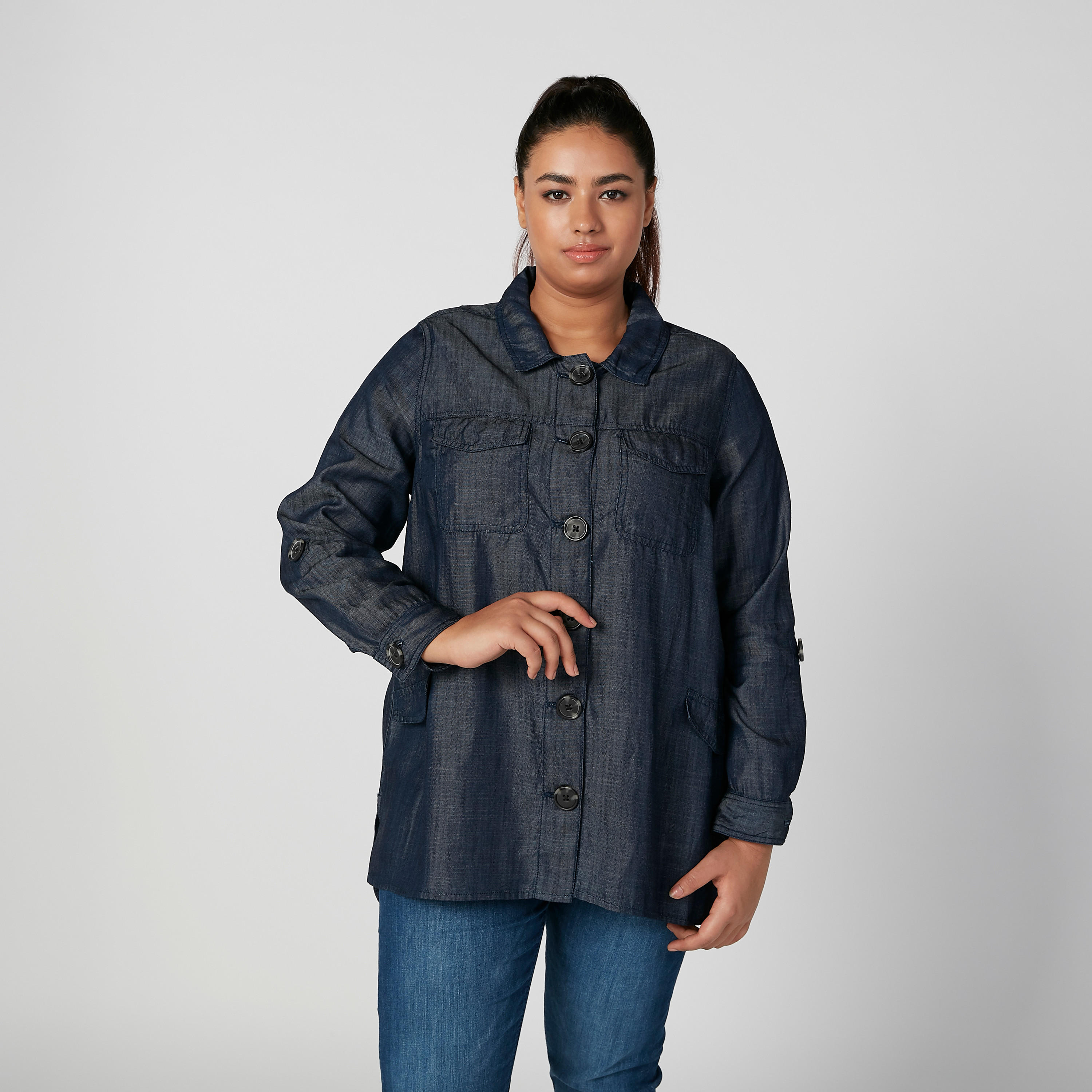قميص مستدام سادة بياقة عاديّة وأكمام طويلة -women-clothing-shirtsandblouses-blouses-image-1