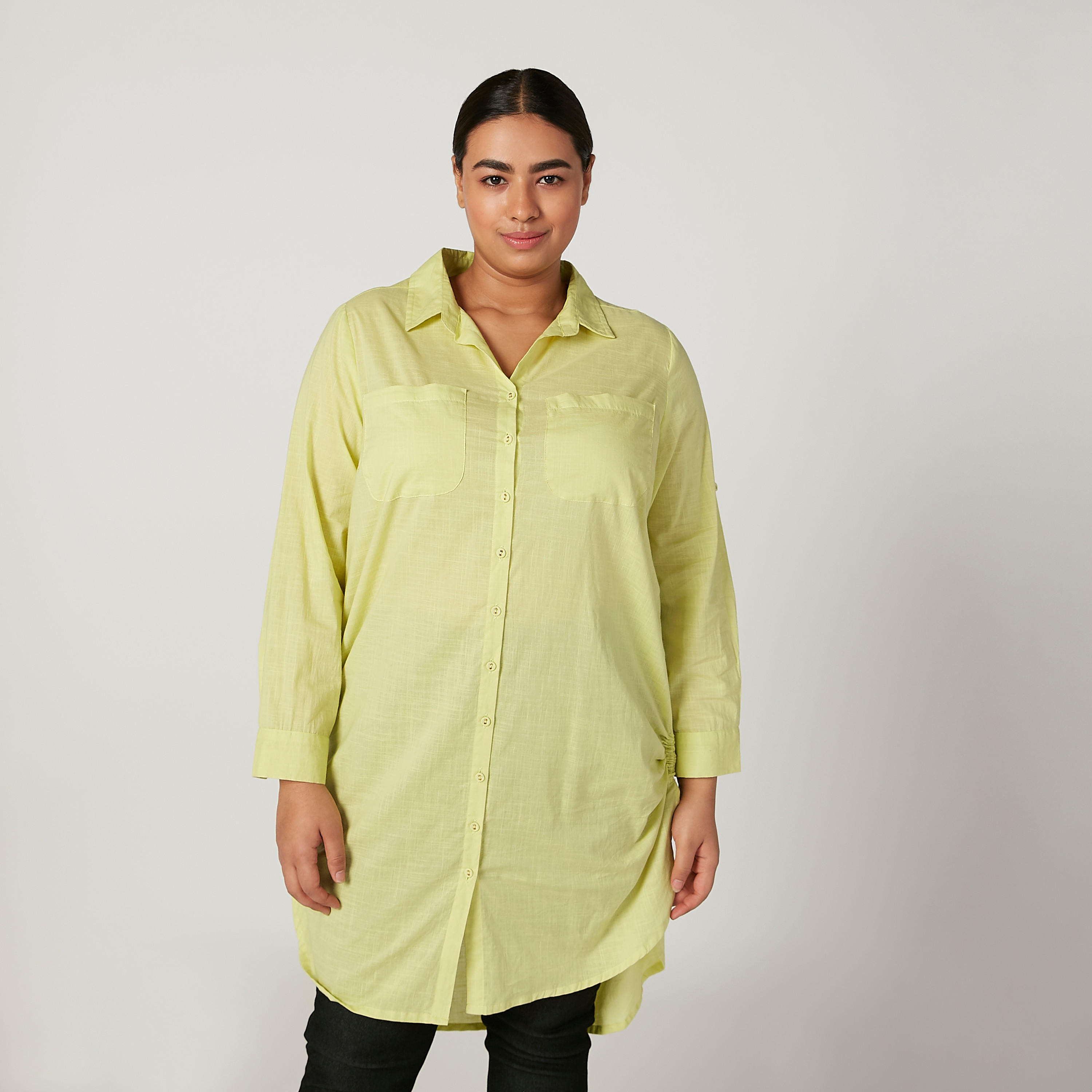 تونيك سادة بأكمام طويلة وجيوب على الصدر-women-clothing-shirtsandblouses-blouses-image-1