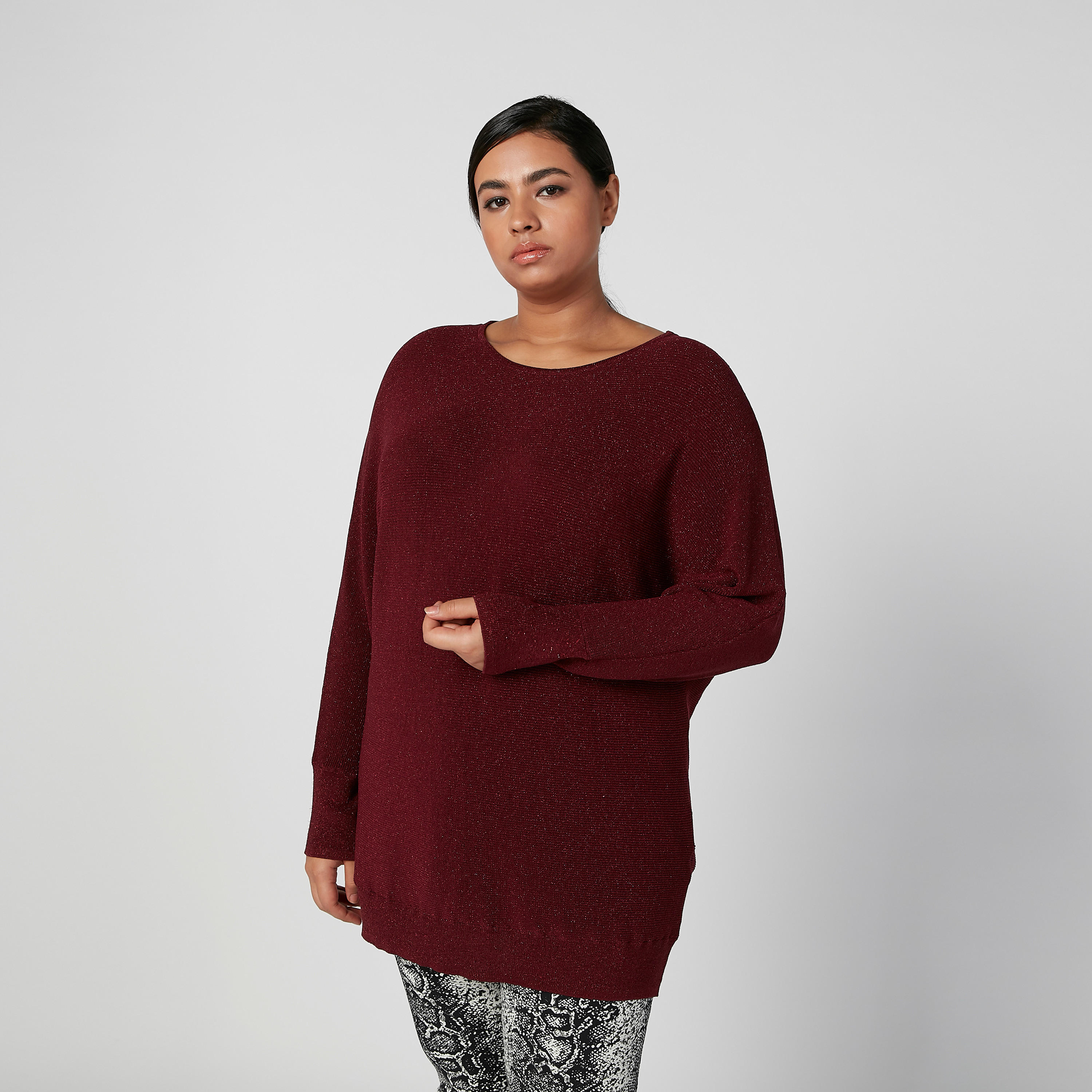 Textured Sweater with Boat Neck and Long Sleeves-women-winterwear-cardigansandjumpers-cardigans-image-1