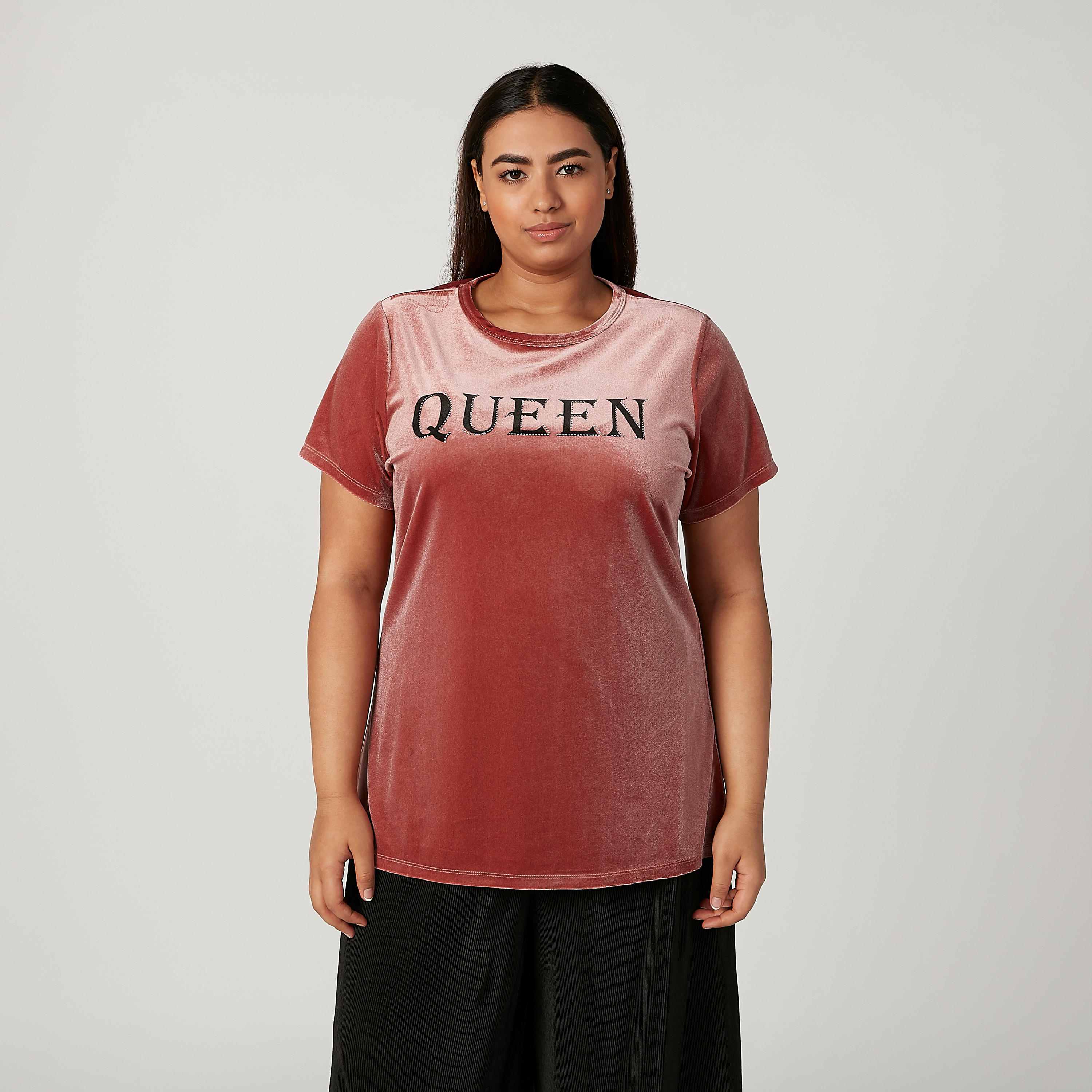 تيشيرت بطبعات بياقة مستديرة وأكمام قصيرة-women-clothing-tshirts-image-1