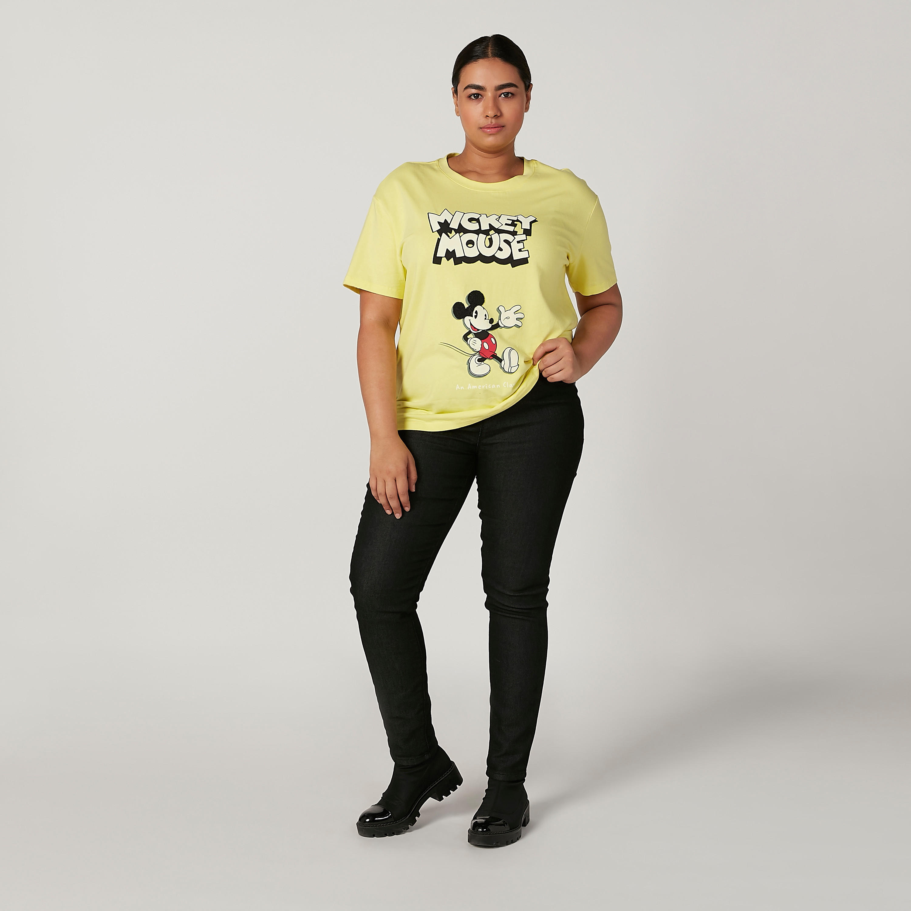 Mickey Mouse Printed T-shirt with Round Neck and Short Sleeves-women-clothing-tshirts-image-2