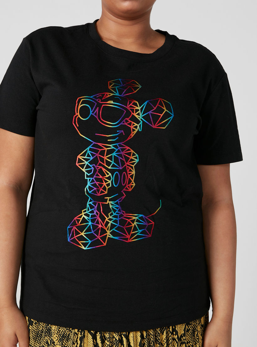 Printed T-shirt with Round Neck and Short Sleeves-women-clothing-tshirts-image-3