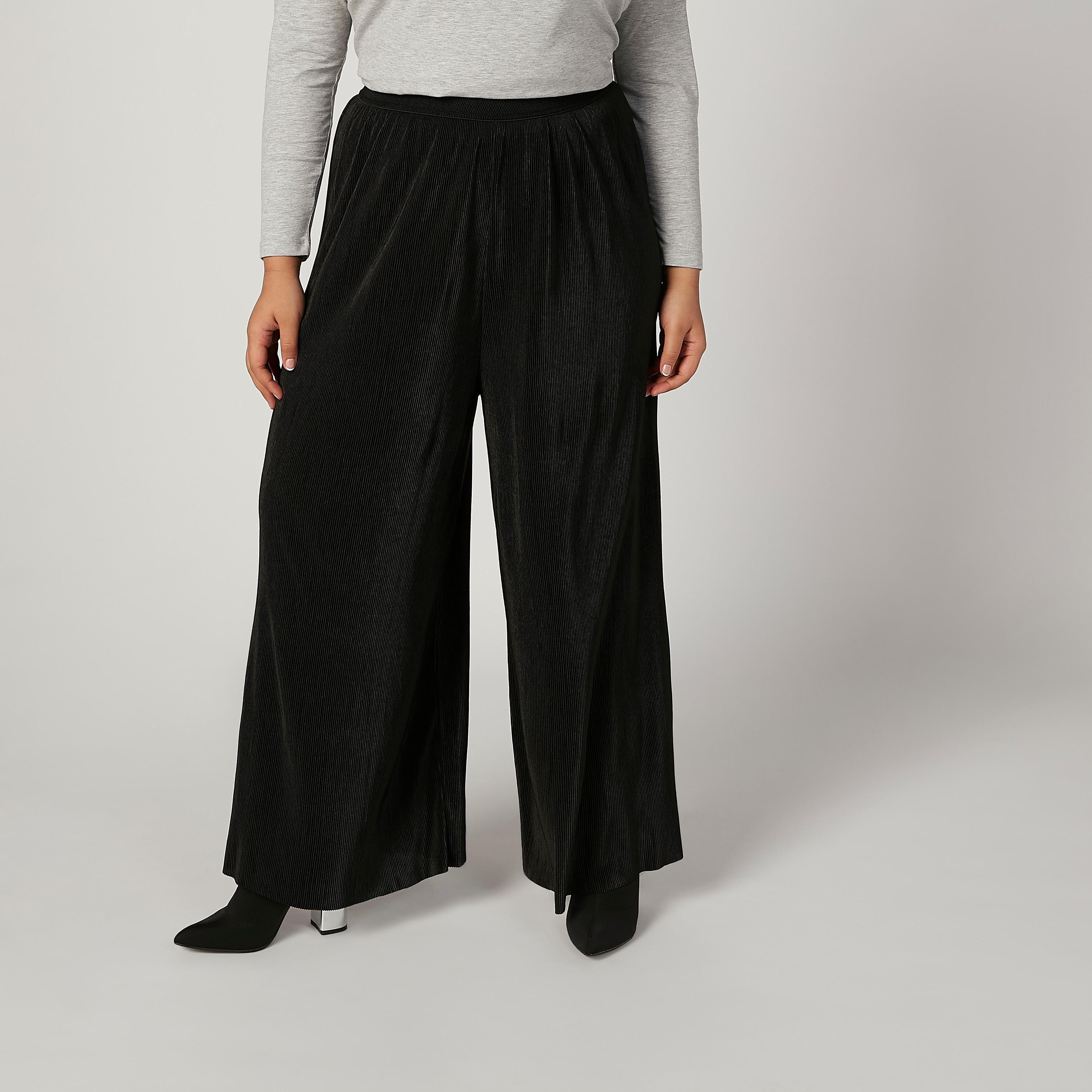 بنطال بالازو بخصر مطّاطي متوسط الارتفاع-women-clothing-bottoms-trousers-image-1