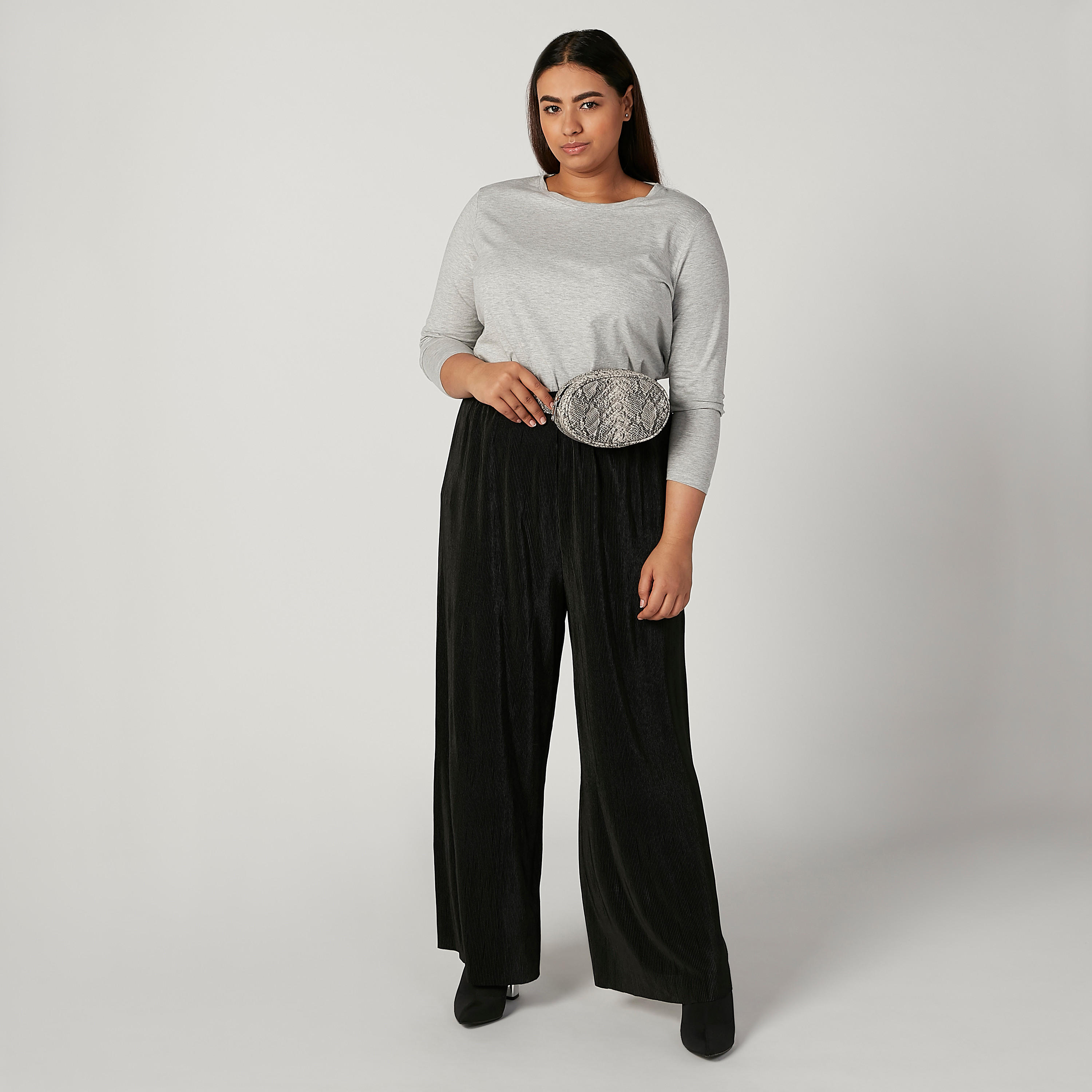 بنطال بالازو بخصر مطّاطي متوسط الارتفاع-women-clothing-bottoms-trousers-image-2