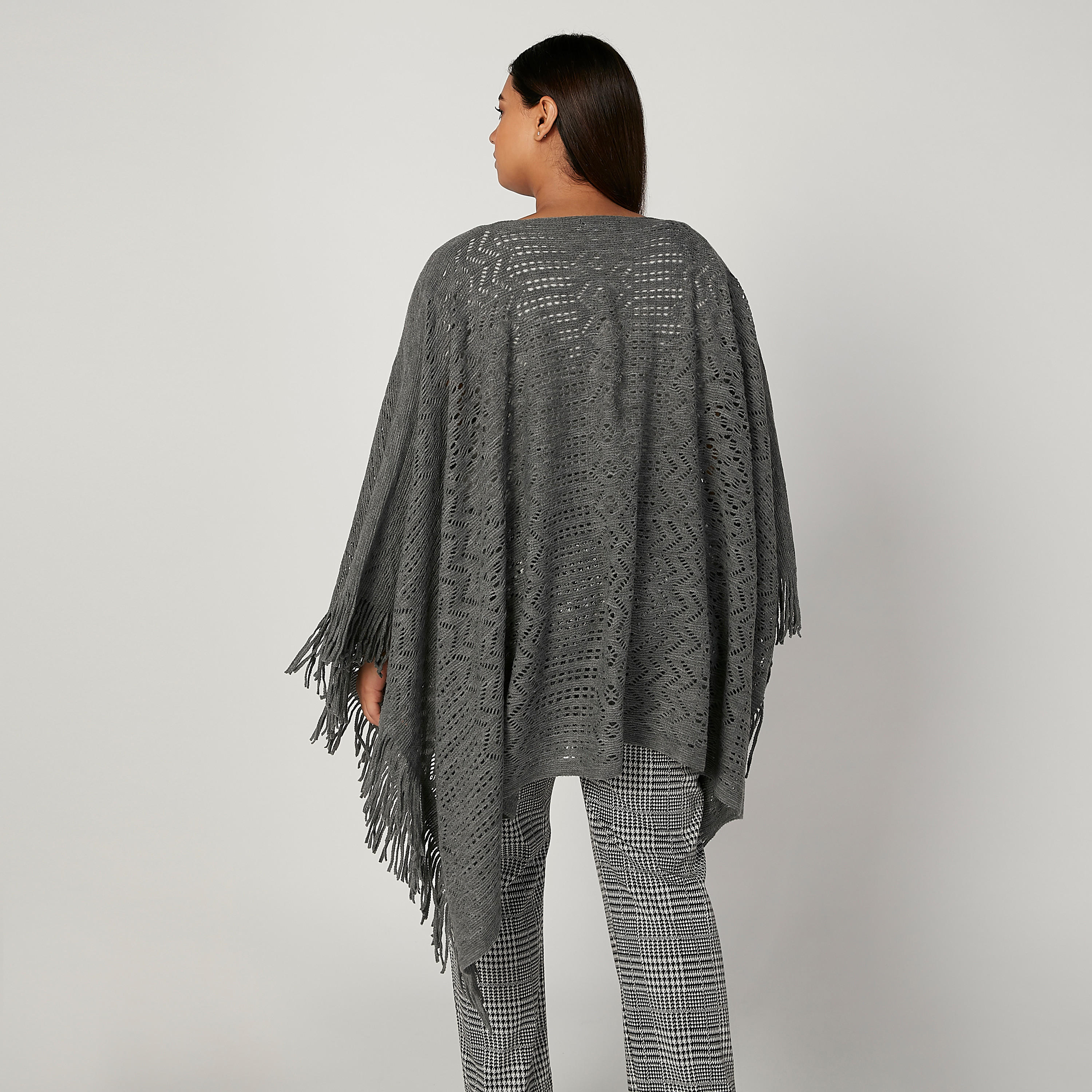 كارديجان بونشو بارزة الملمس بياقة قارب وشراشيب-women-winterwear-cardigansandjumpers-cardigans-image-4