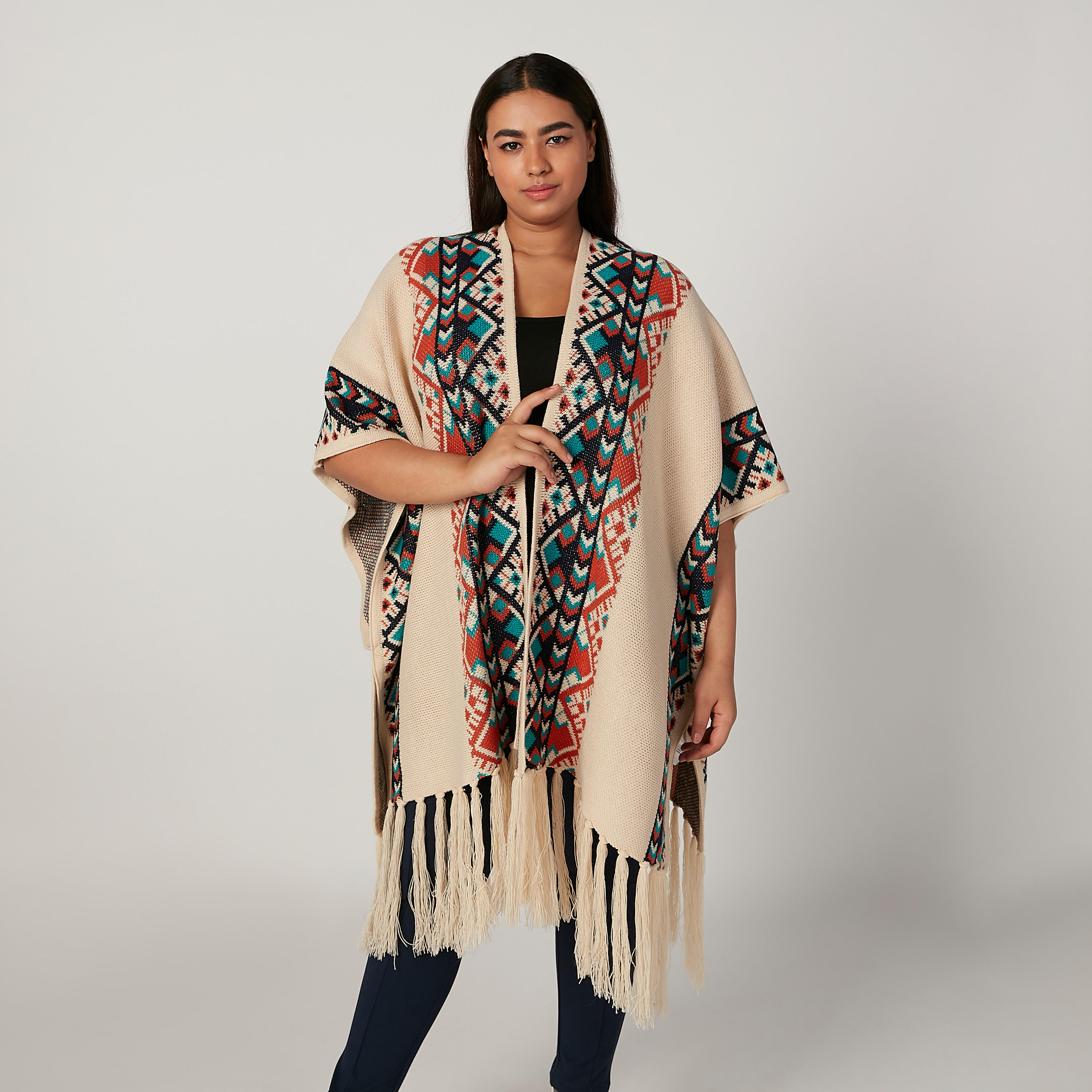 Printed Cardigan with Extended Sleeves-women-winterwear-cardigansandjumpers-cardigans-image-1