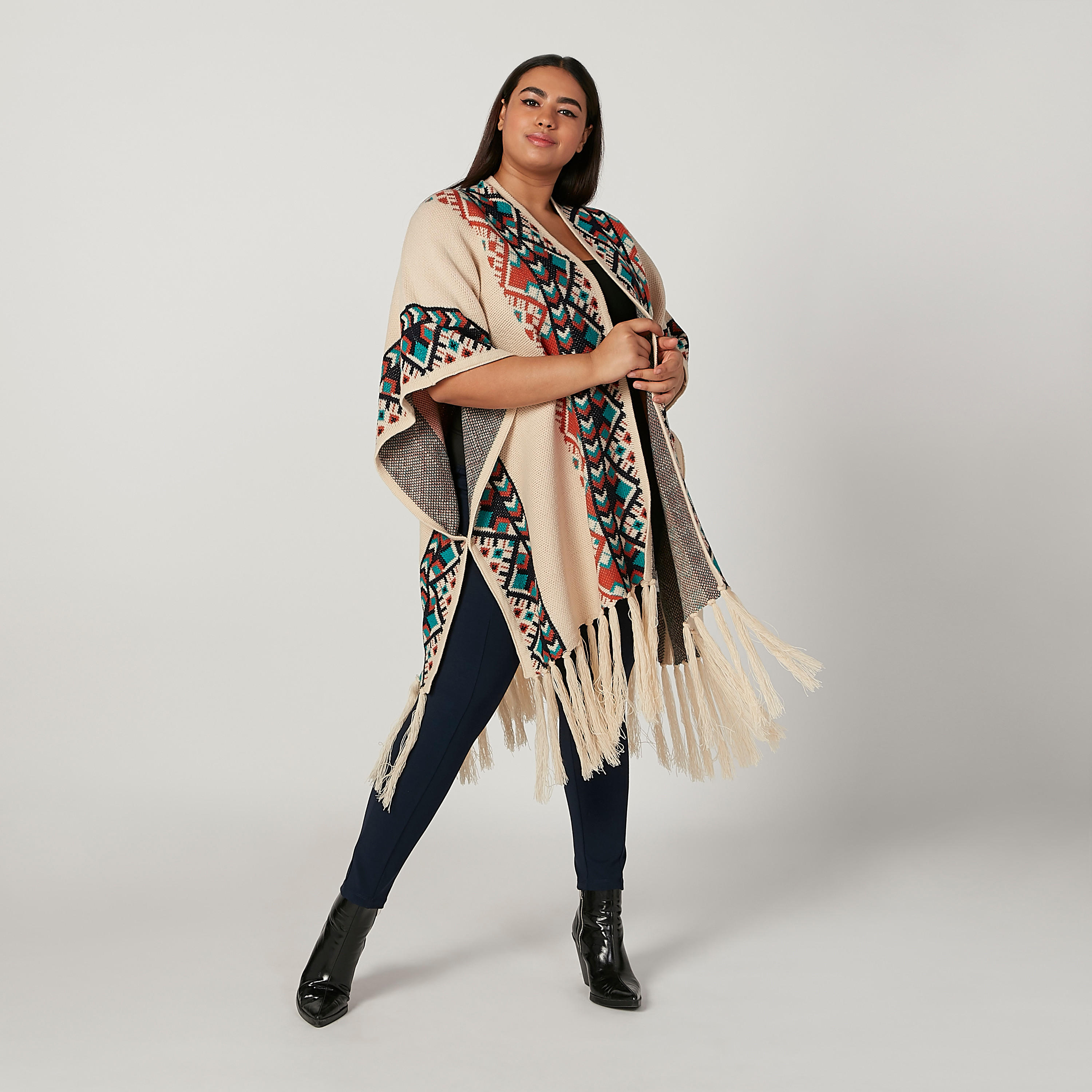 Printed Cardigan with Extended Sleeves-women-winterwear-cardigansandjumpers-cardigans-image-2