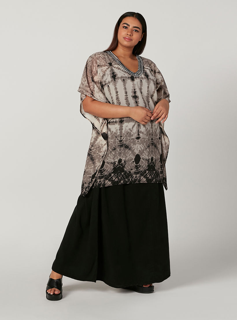 تنورة سادة إيه لاين طويلة بخصر مطّاطي وتفاصيل جيوب-women-clothing-bottoms-skirts-image-2