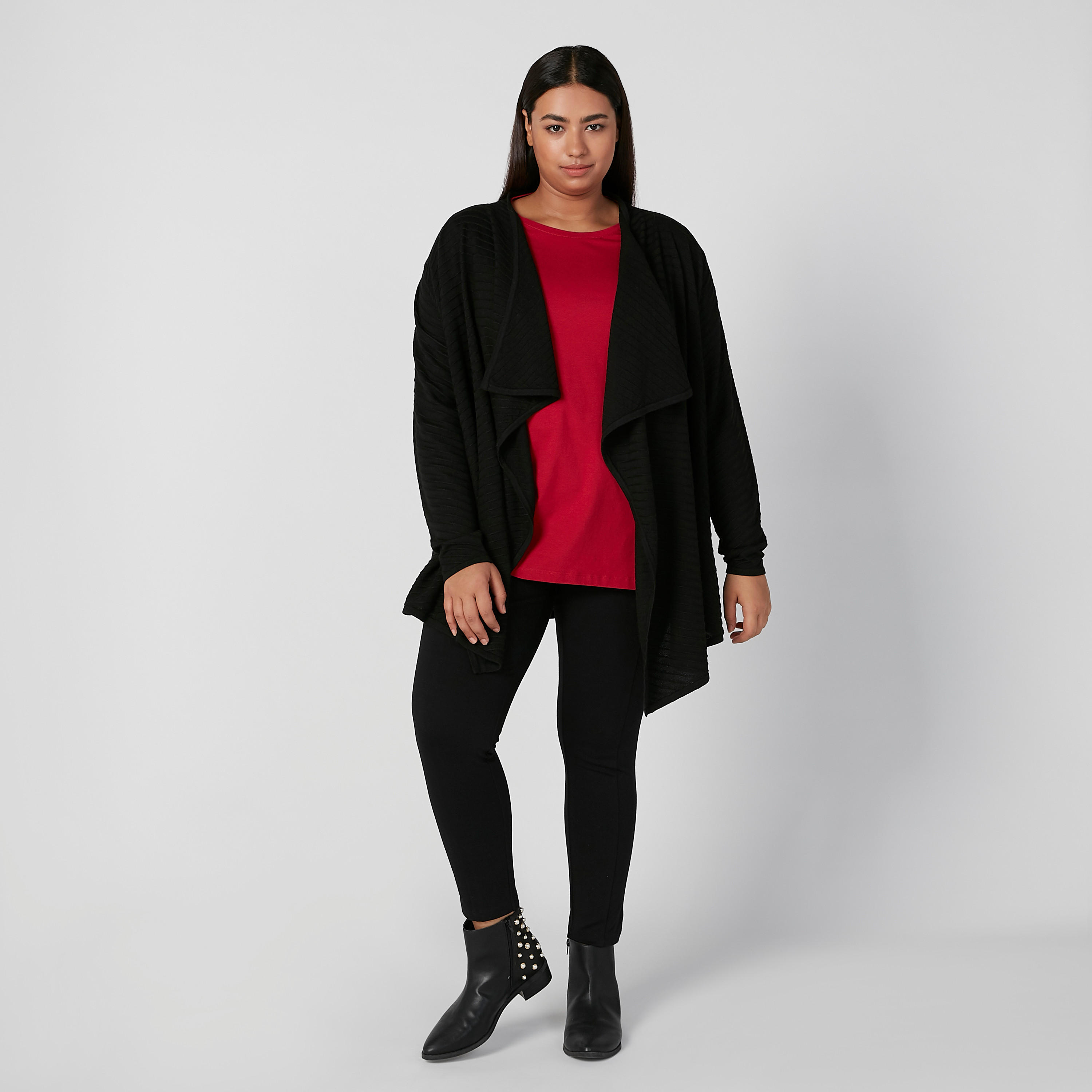 بلوزة سادة بياقة مستديرة وأكمام طويلة-women-clothing-tshirts-image-2