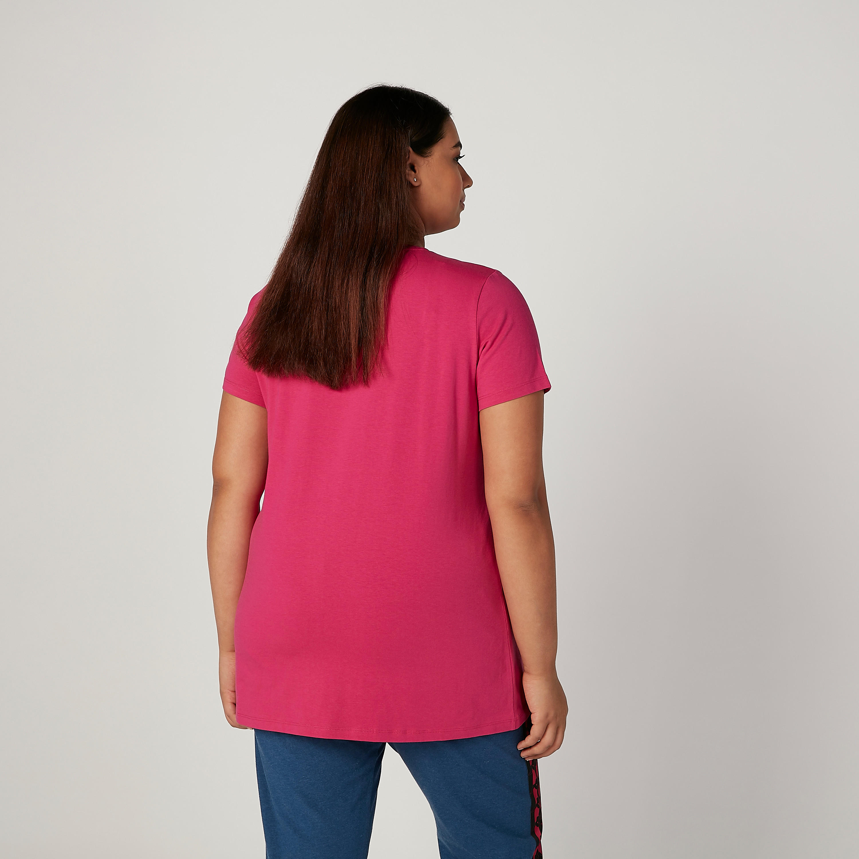 Plain Top with V-neck and Short Sleeves-women-clothing-tshirts-image-3