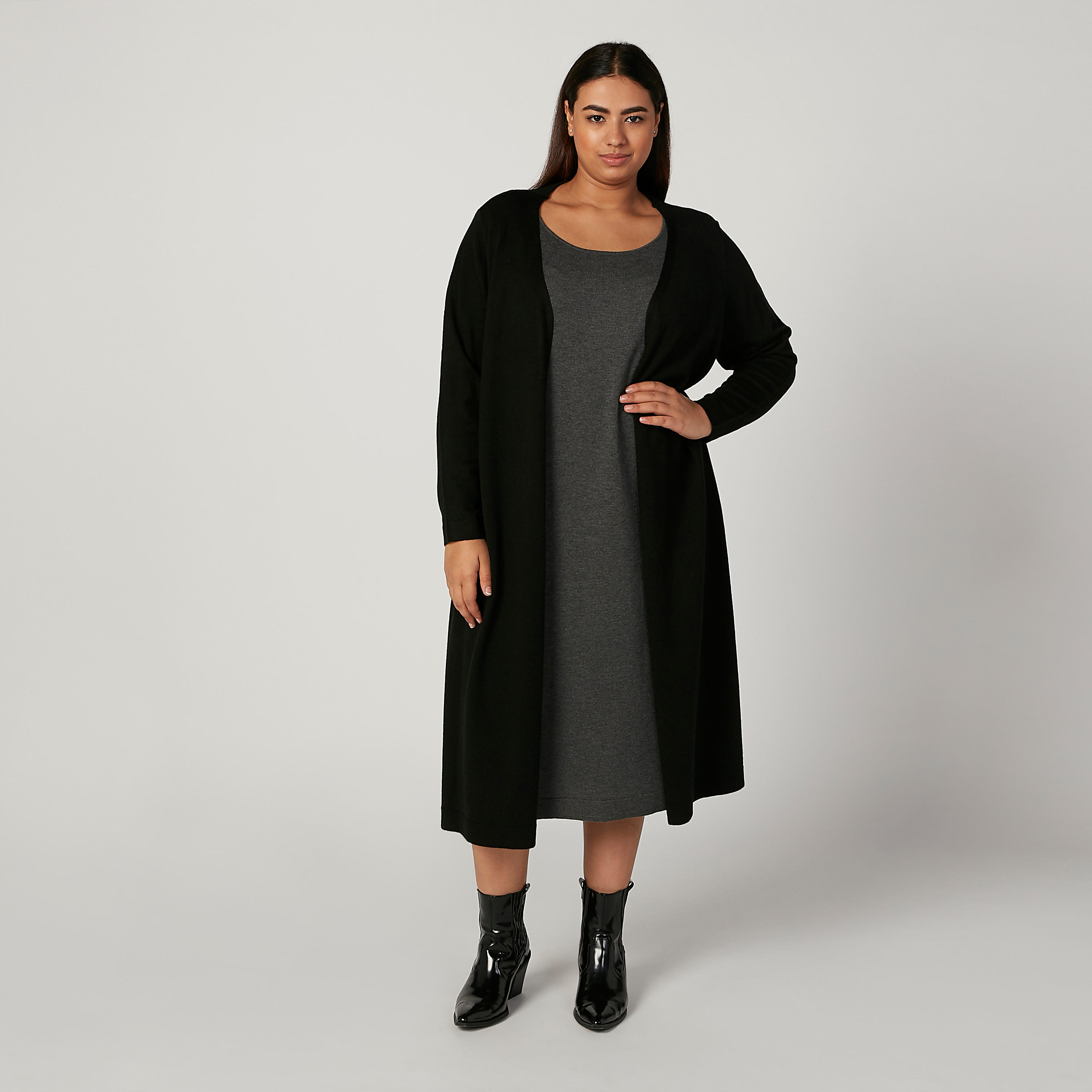 فستان بارز الملمس بأكمام طويلة وفتحة جانبية من خامات مستدامة-women-clothing-dresses-image-5