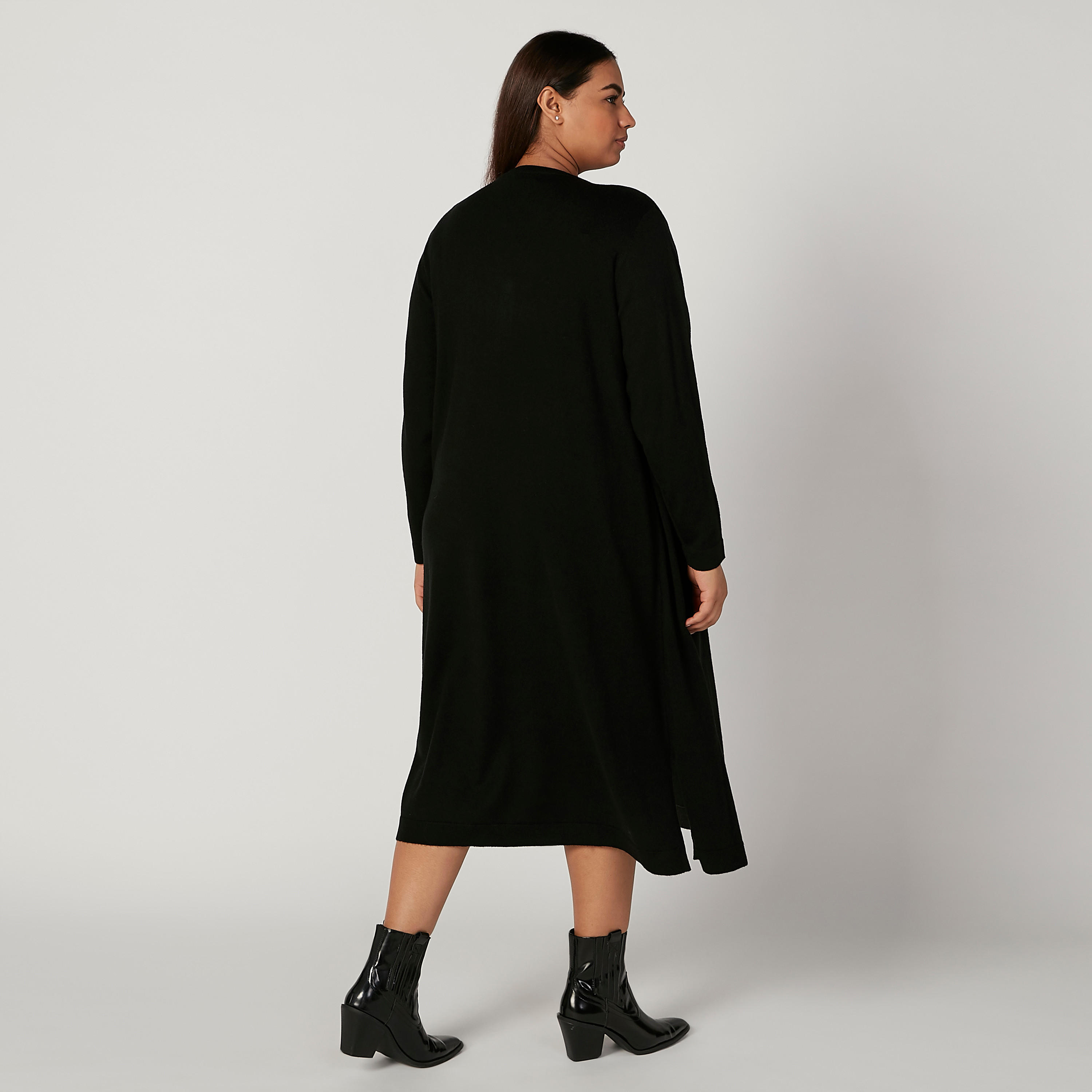 فستان بارز الملمس بأكمام طويلة وفتحة جانبية من خامات مستدامة-women-clothing-dresses-image-2