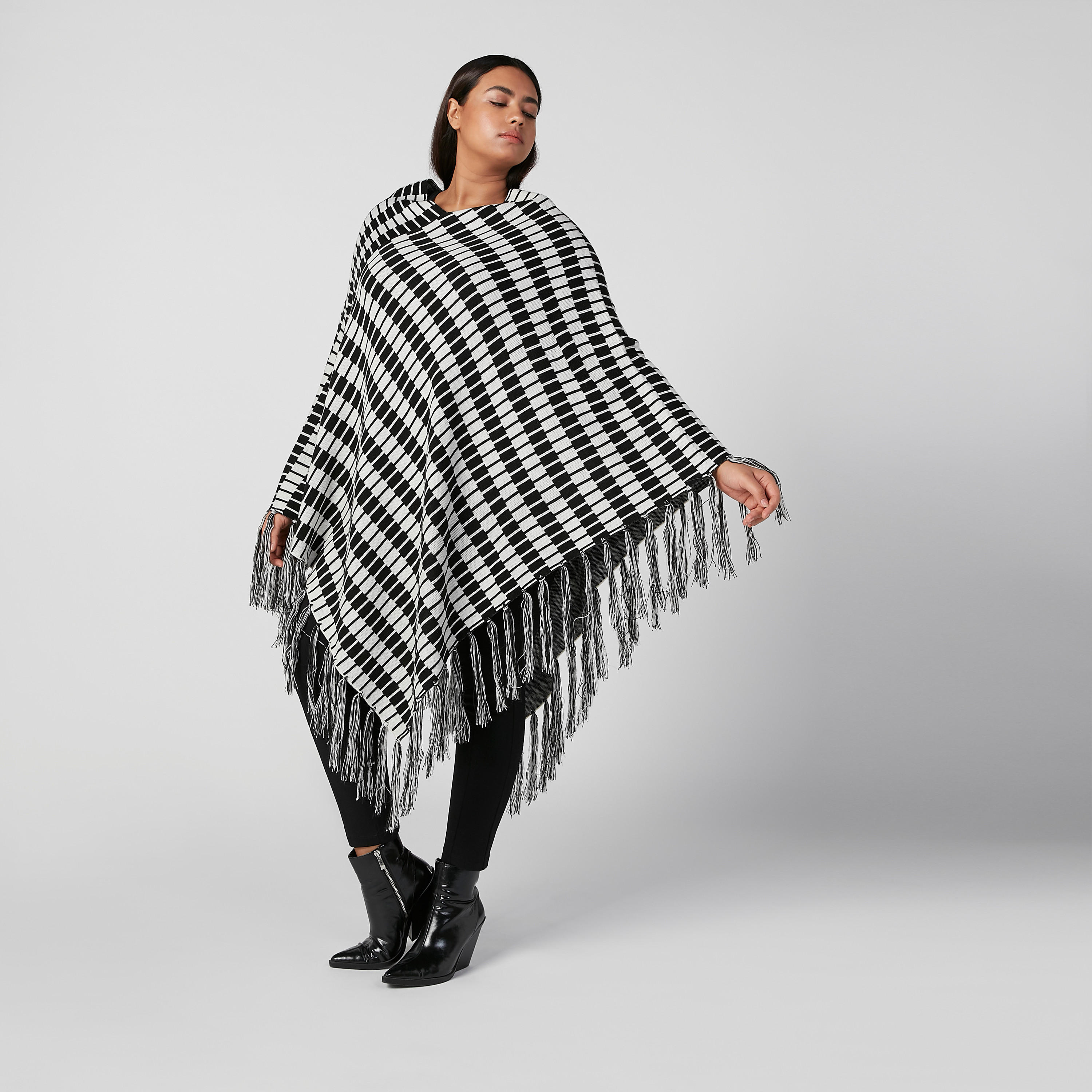 Printed Poncho Cardigan with Tassels-women-winterwear-cardigansandjumpers-cardigans-image-5