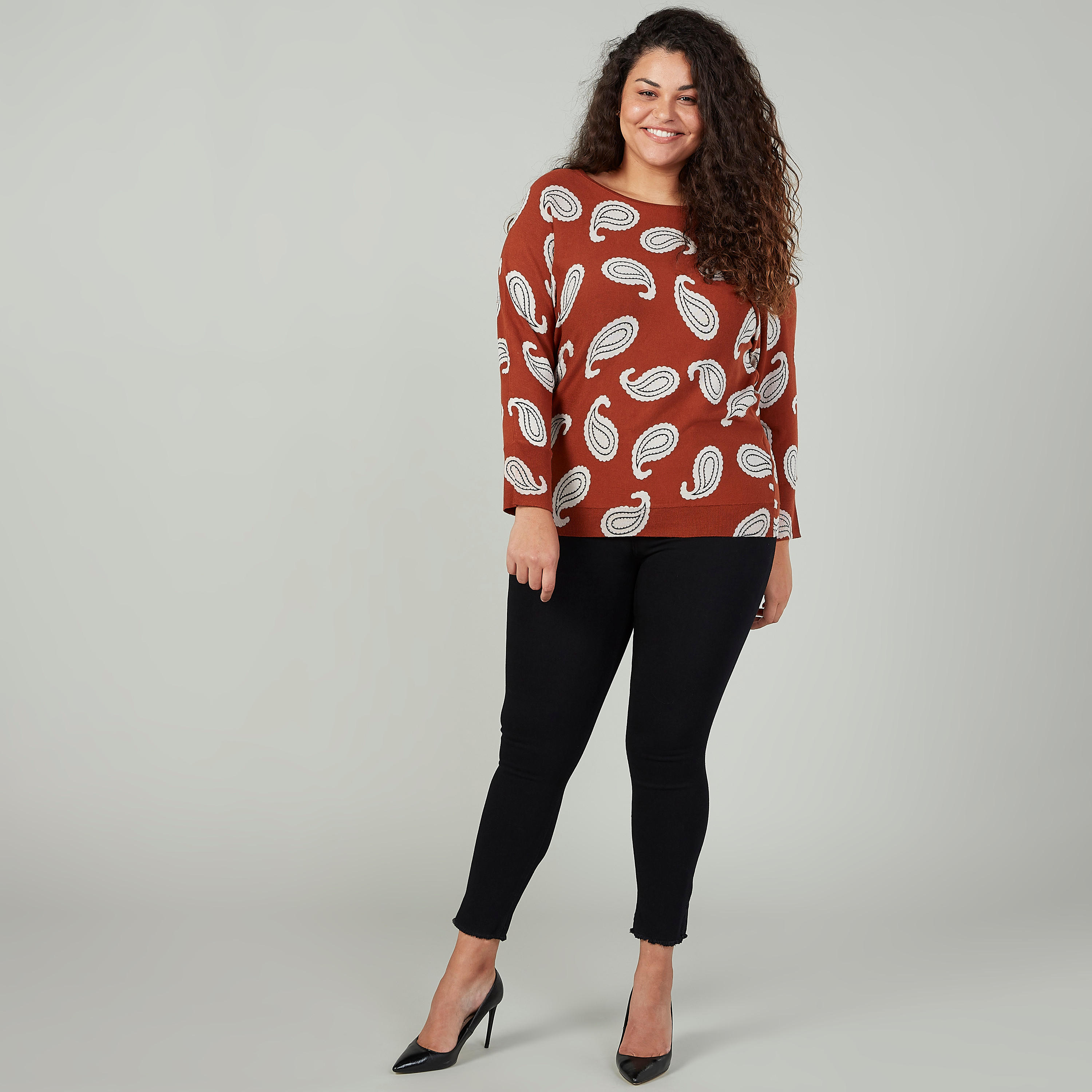 Printed Top with Boat Neck and Long Sleeves-women-clothing-tshirts-image-2