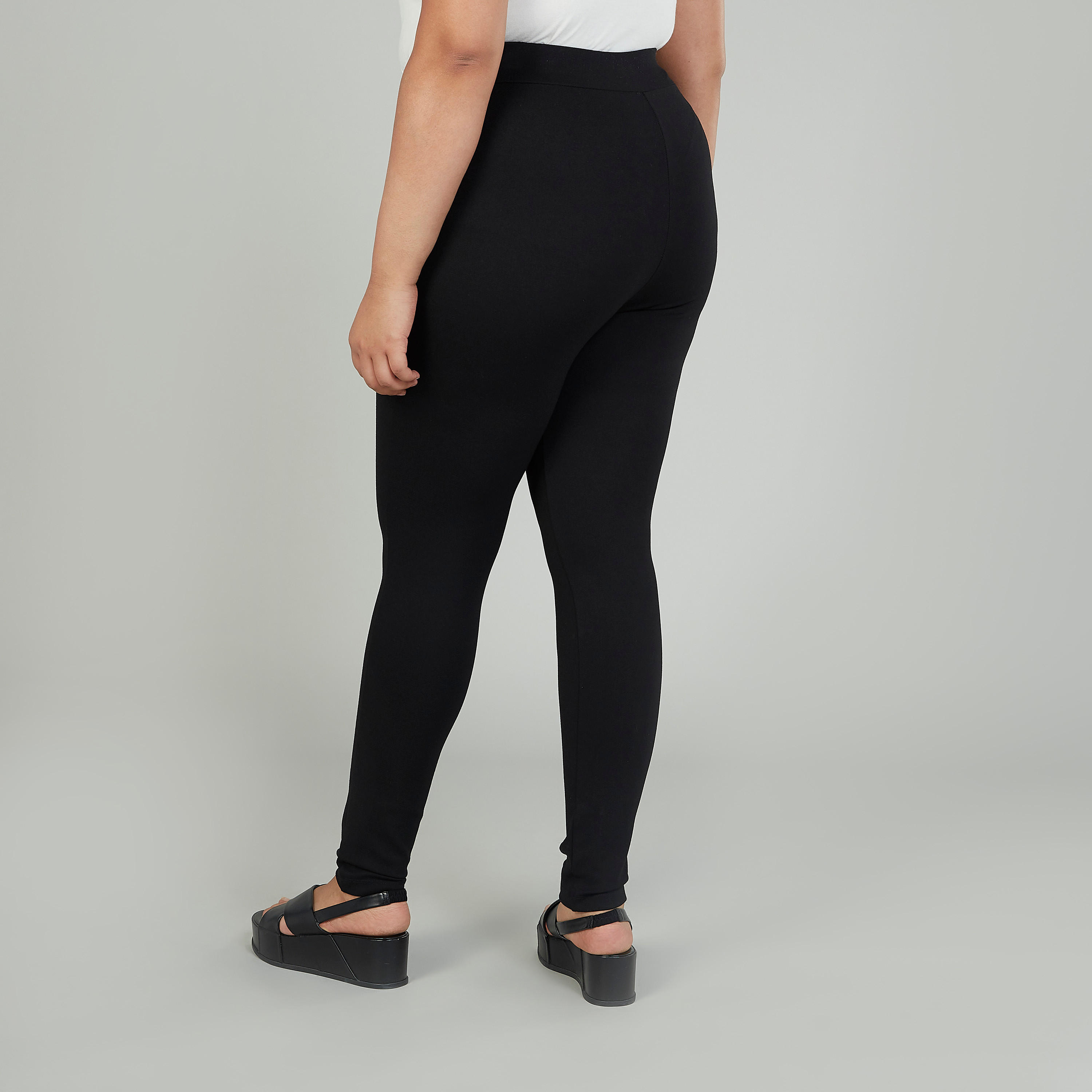 بنطلون سادة بخصر متوسط الارتفاع وتفاصيل زر-women-clothing-bottoms-leggings-image-1