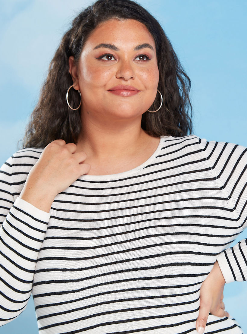 Striped Top with Round Neck and Long Sleeves-women-clothing-tshirts-image-3