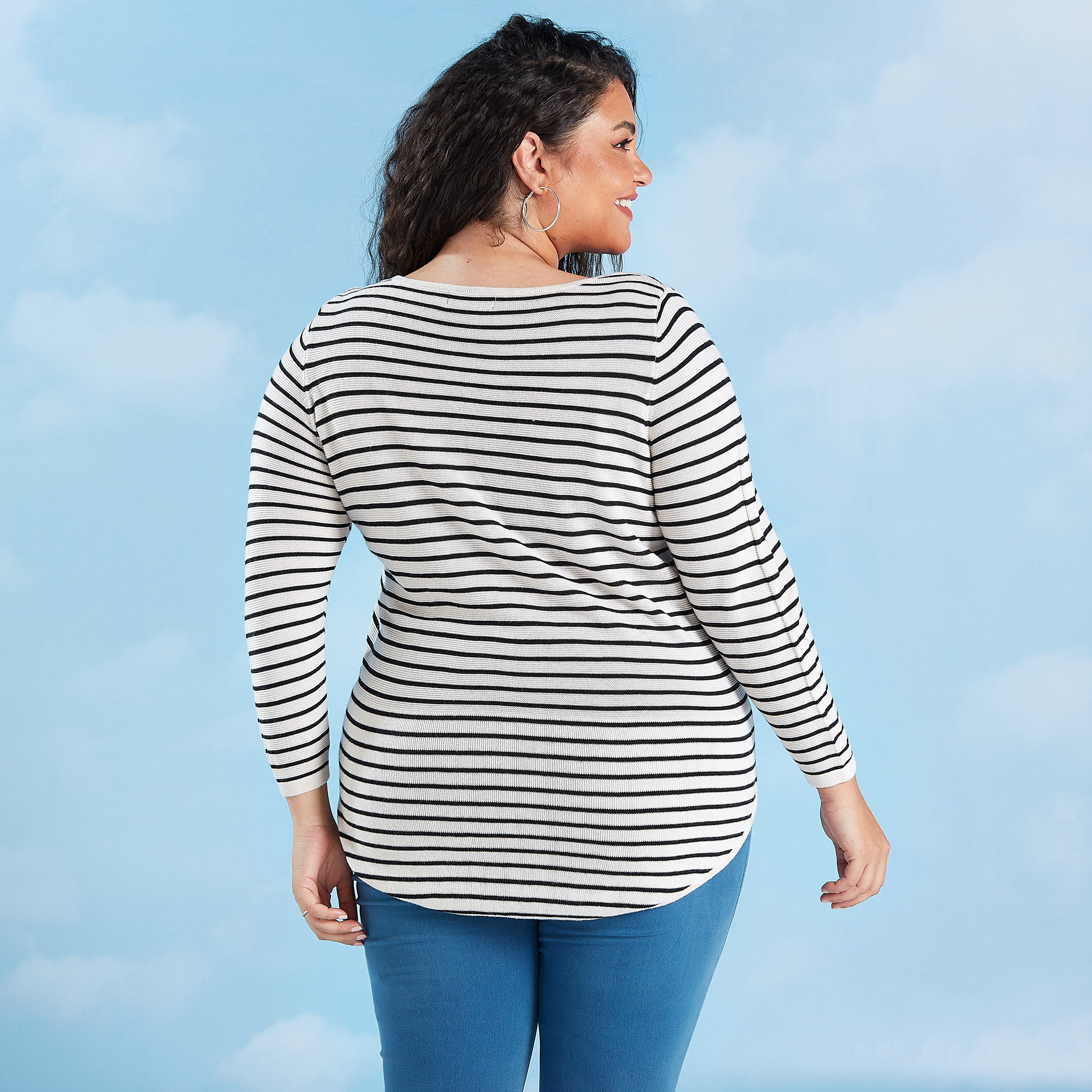 Striped Top with Round Neck and Long Sleeves-women-clothing-tshirts-image-4