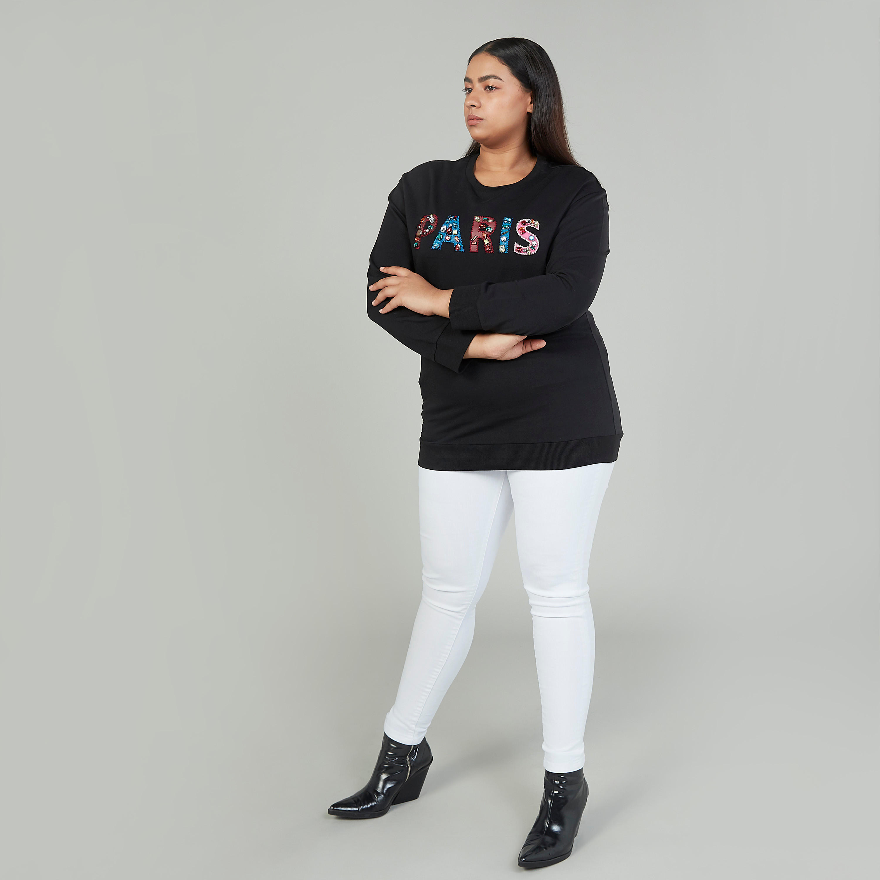 بنطلون جينز سادة سكيني بخصر متوسط الارتفاع وعراوي وجيوب-women-clothing-bottoms-jeans-image-2
