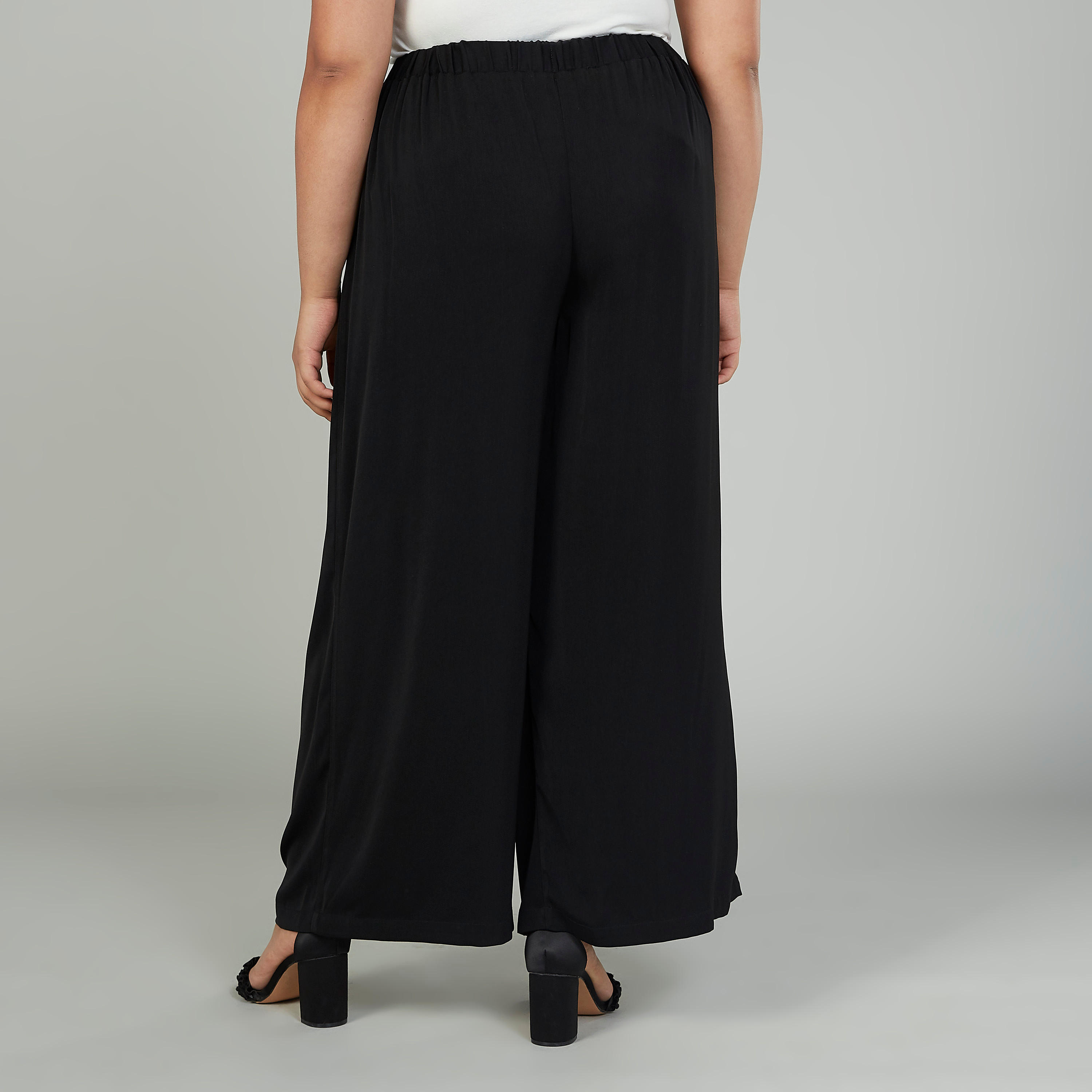 بنطلون بلازو واسع بخصر متوسط الإرتفاع مطّاطي-women-clothing-bottoms-trousers-image-4