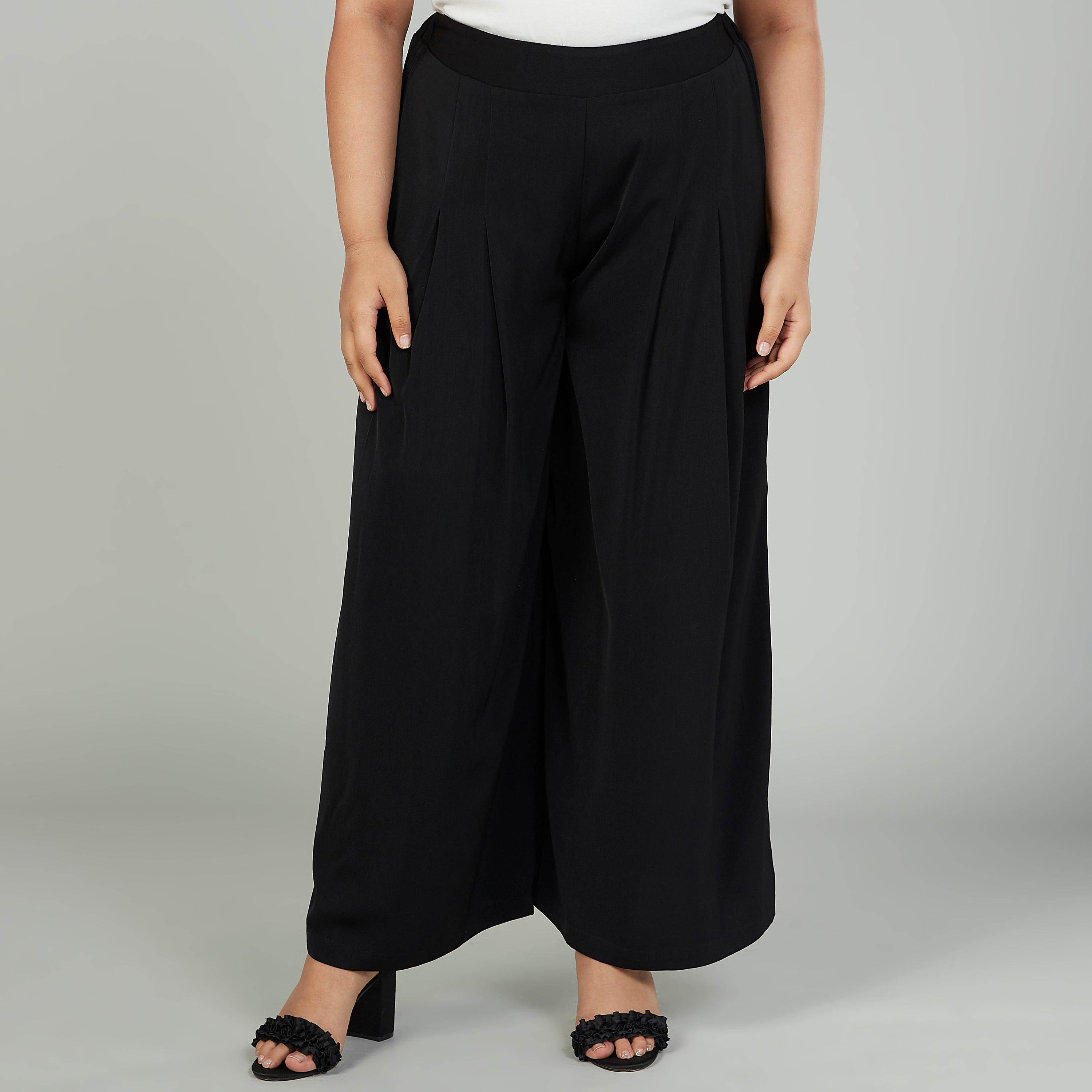 بنطلون بلازو واسع بخصر متوسط الإرتفاع مطّاطي-women-clothing-bottoms-trousers-image-5