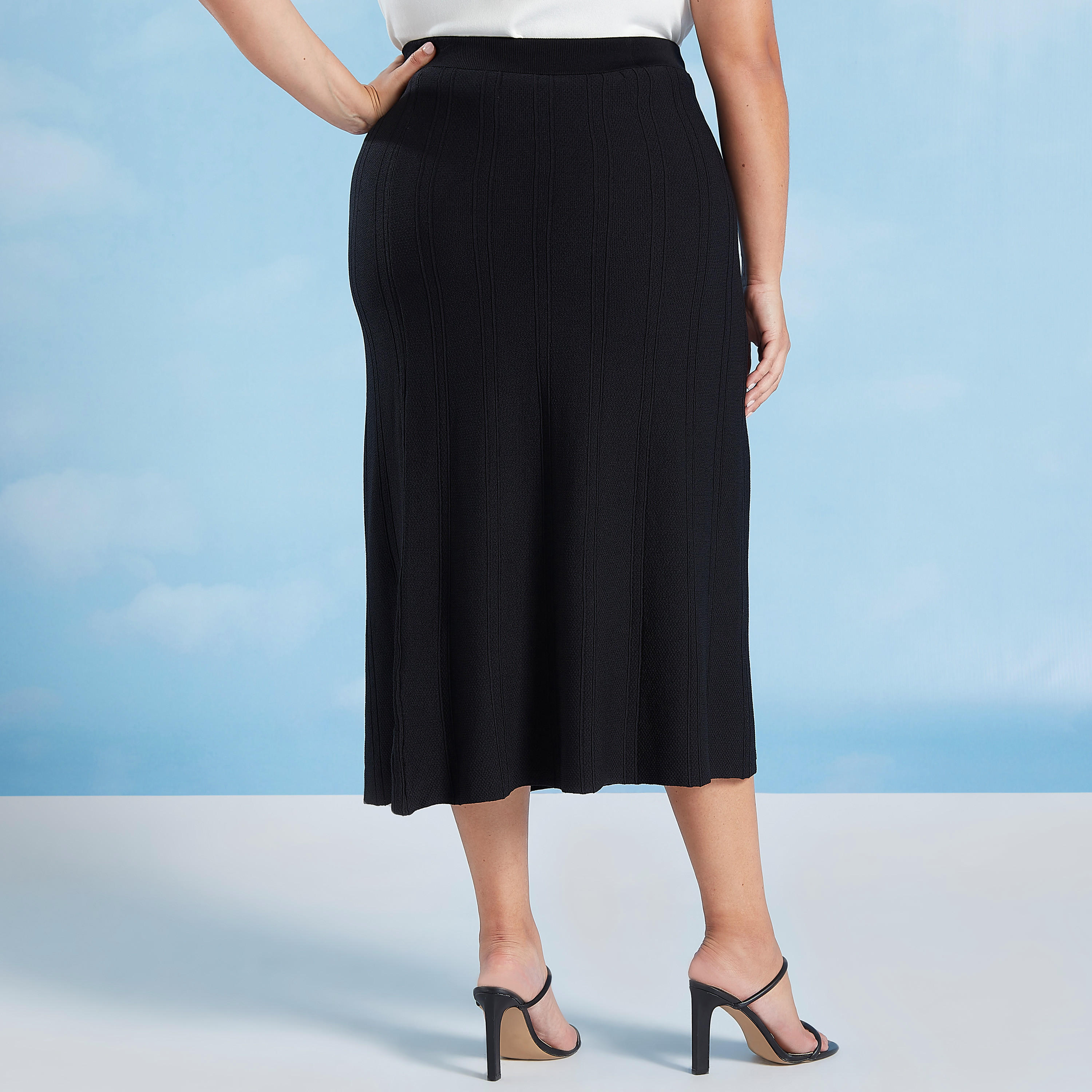 Textured Midi Shift Skirt with Elasticised Waistband-women-clothing-bottoms-skirts-image-4