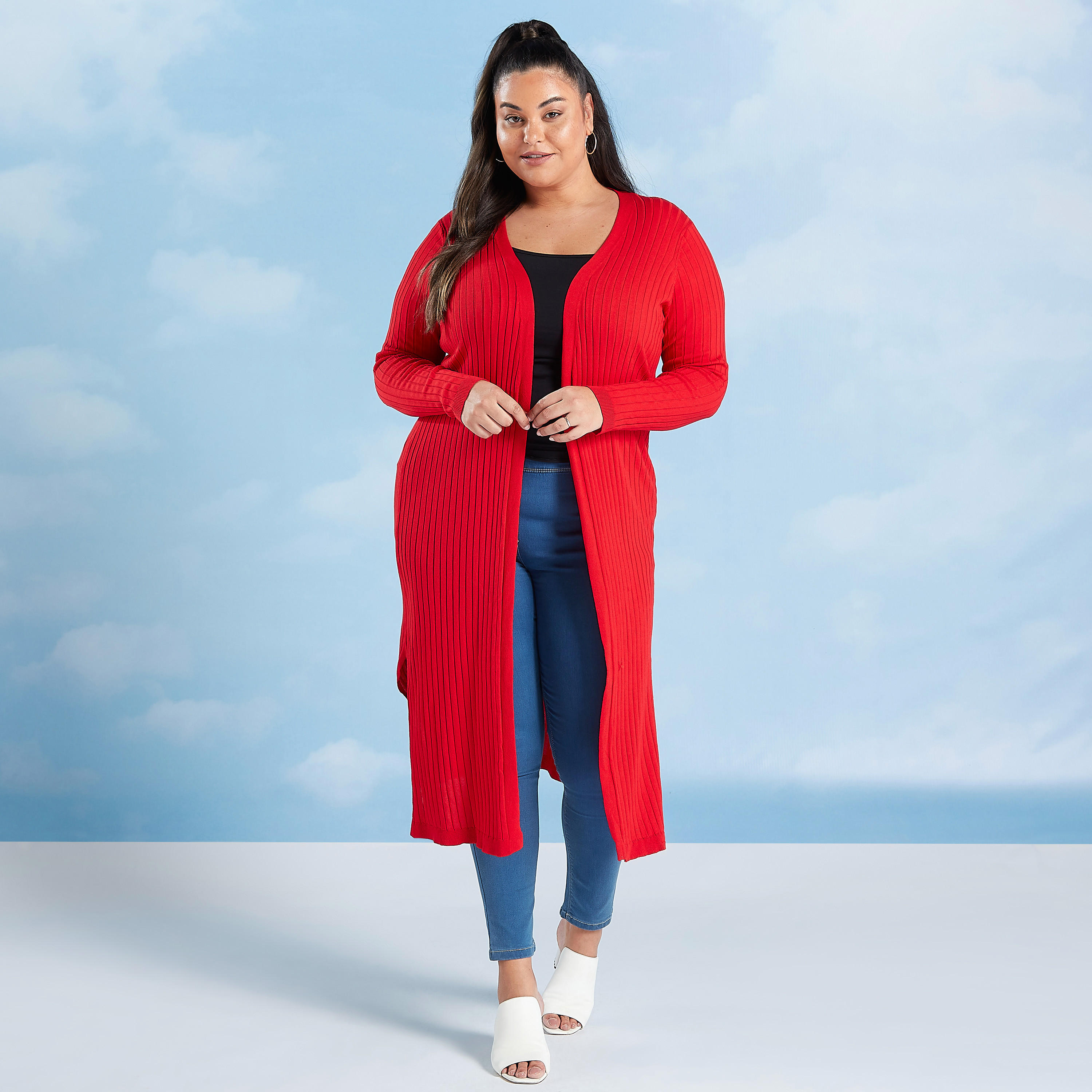 كارديجان طويل بارز الملمس بأكمام طويلة-women-winterwear-coatsandjackets-jackets-image-3