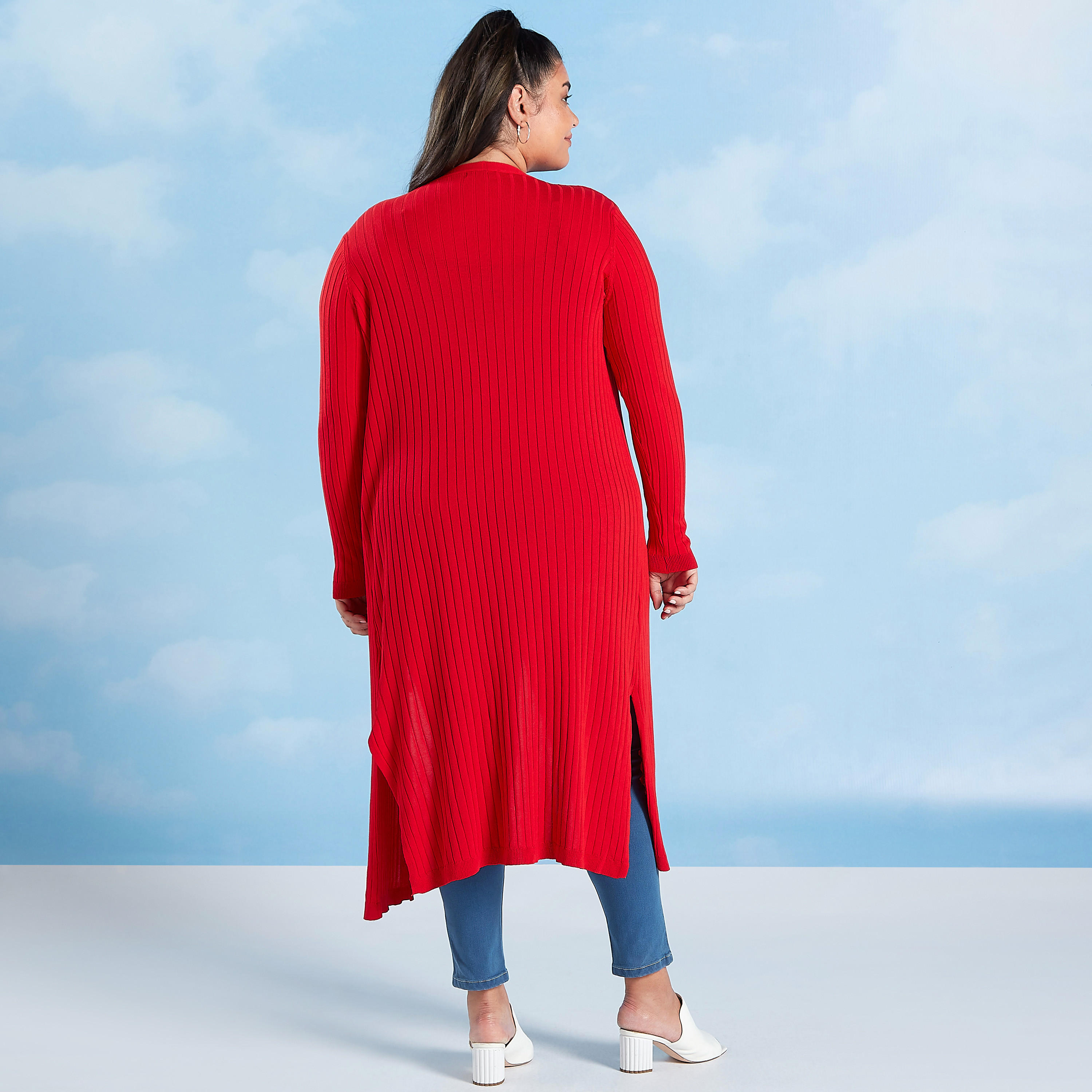 كارديجان طويل بارز الملمس بأكمام طويلة-women-winterwear-coatsandjackets-jackets-image-1