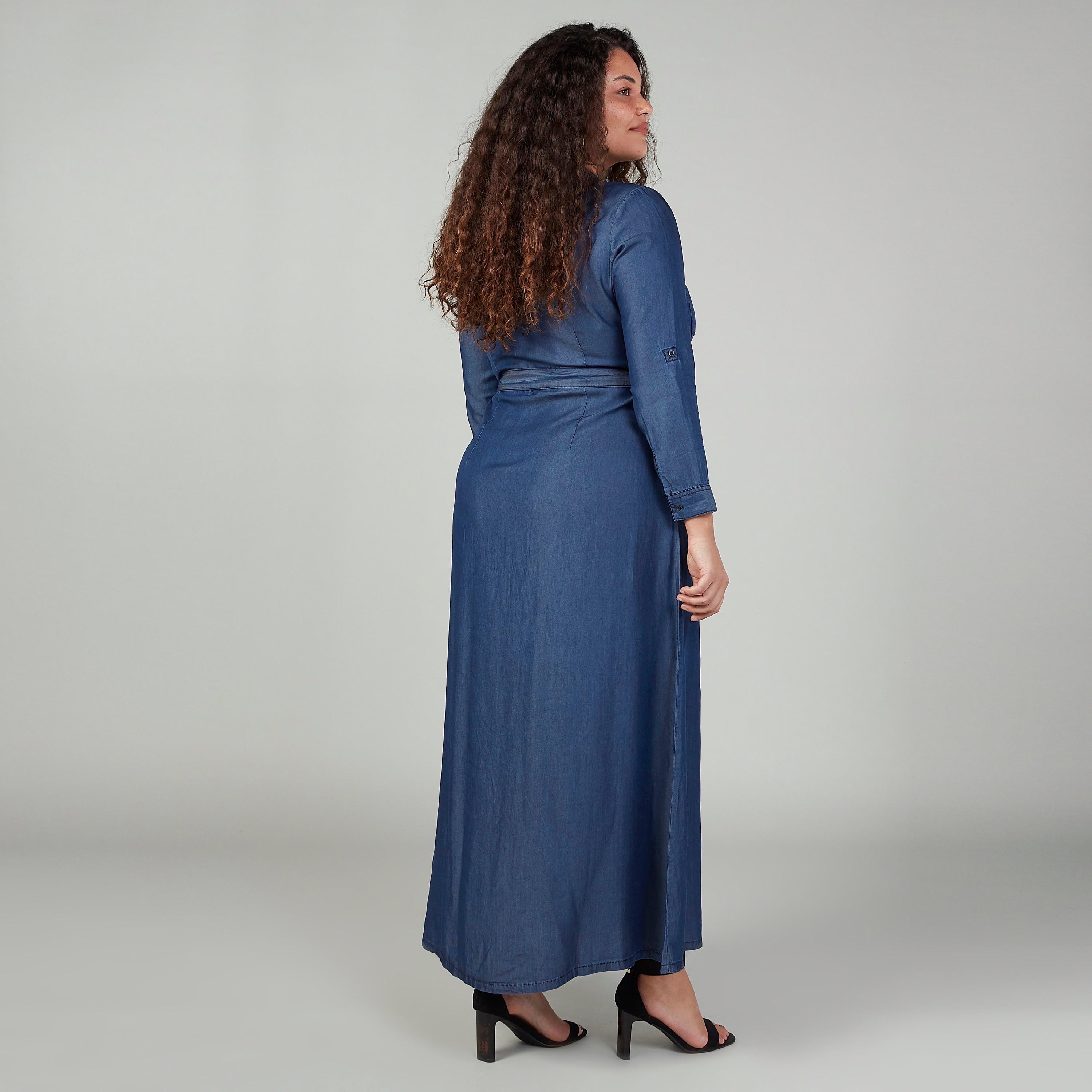 فستان قميص طويل سادة بأكمام طويلة وجيوب-women-clothing-dresses-image-4