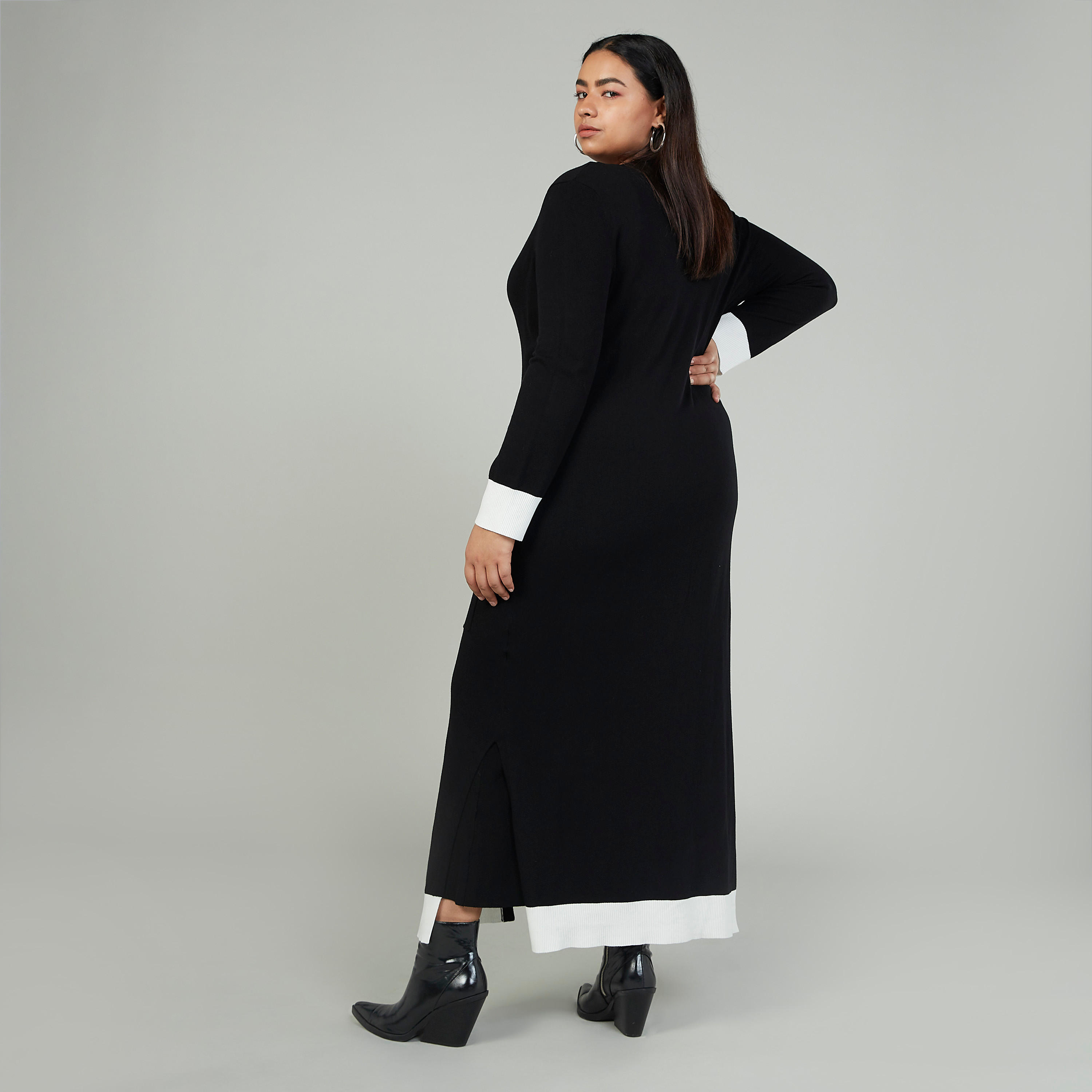 كارديجان طويل بارز الملمس بأكمام طويلة وجيوب-women-winterwear-cardigansandjumpers-cardigans-image-2
