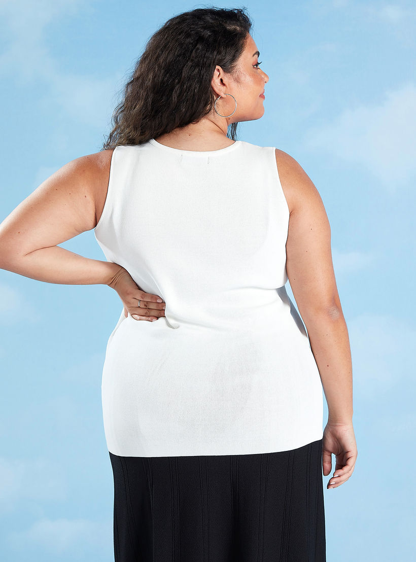 بلوزة سادة دون أكمام بياقة مستديرة-women-clothing-tshirts-image-4