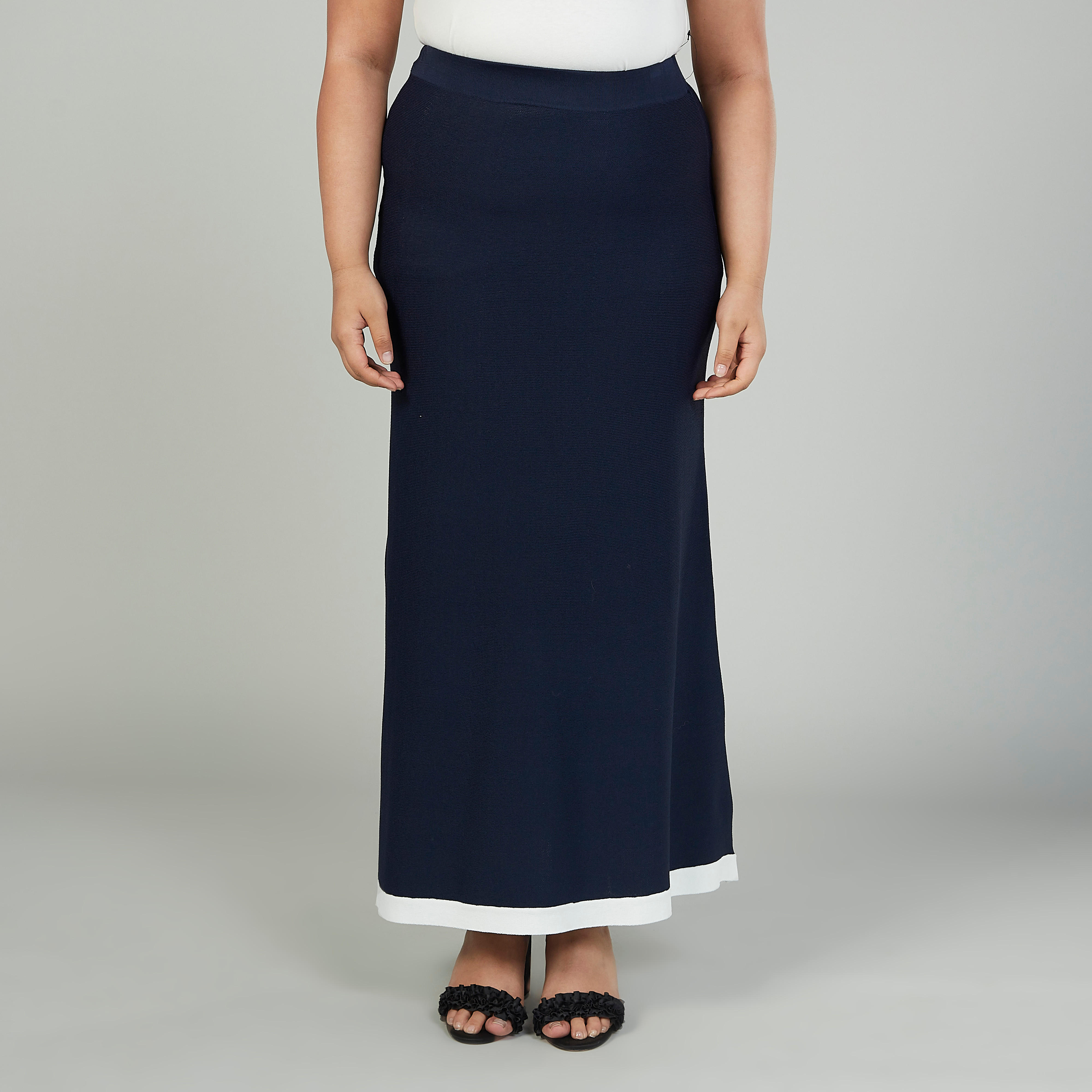 Plain Maxi A-line Skirt with Elasticised Waistband-women-clothing-bottoms-skirts-image-1