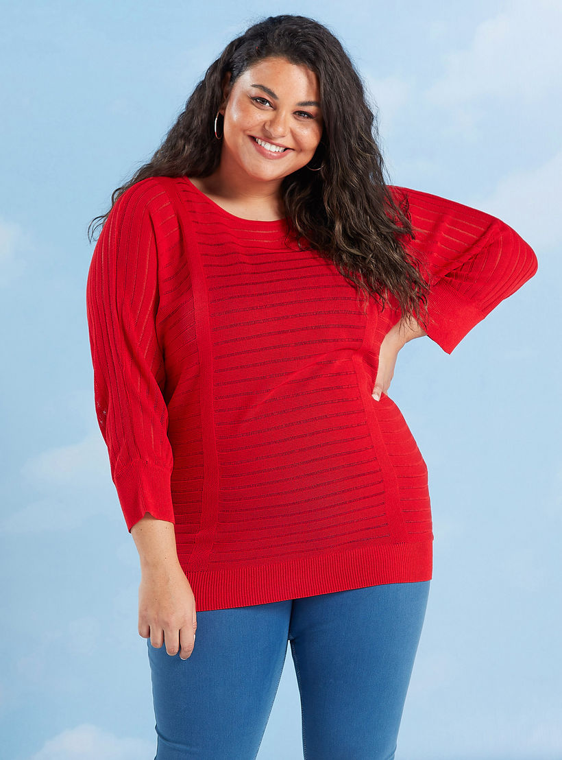 Striped Top with Boat Neck and Long Sleeves-women-clothing-tshirts-image-1