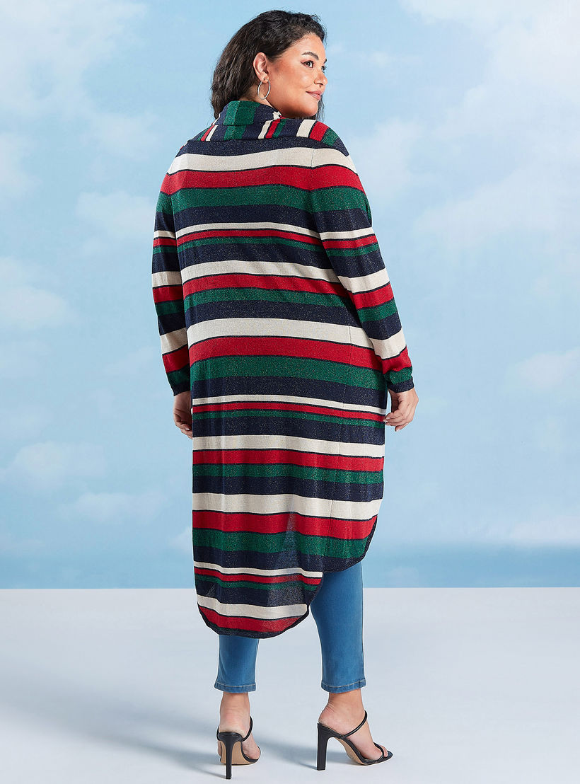 كارديجان طويل مخطط بأكمام طويلة-women-winterwear-coatsandjackets-jackets-image-1