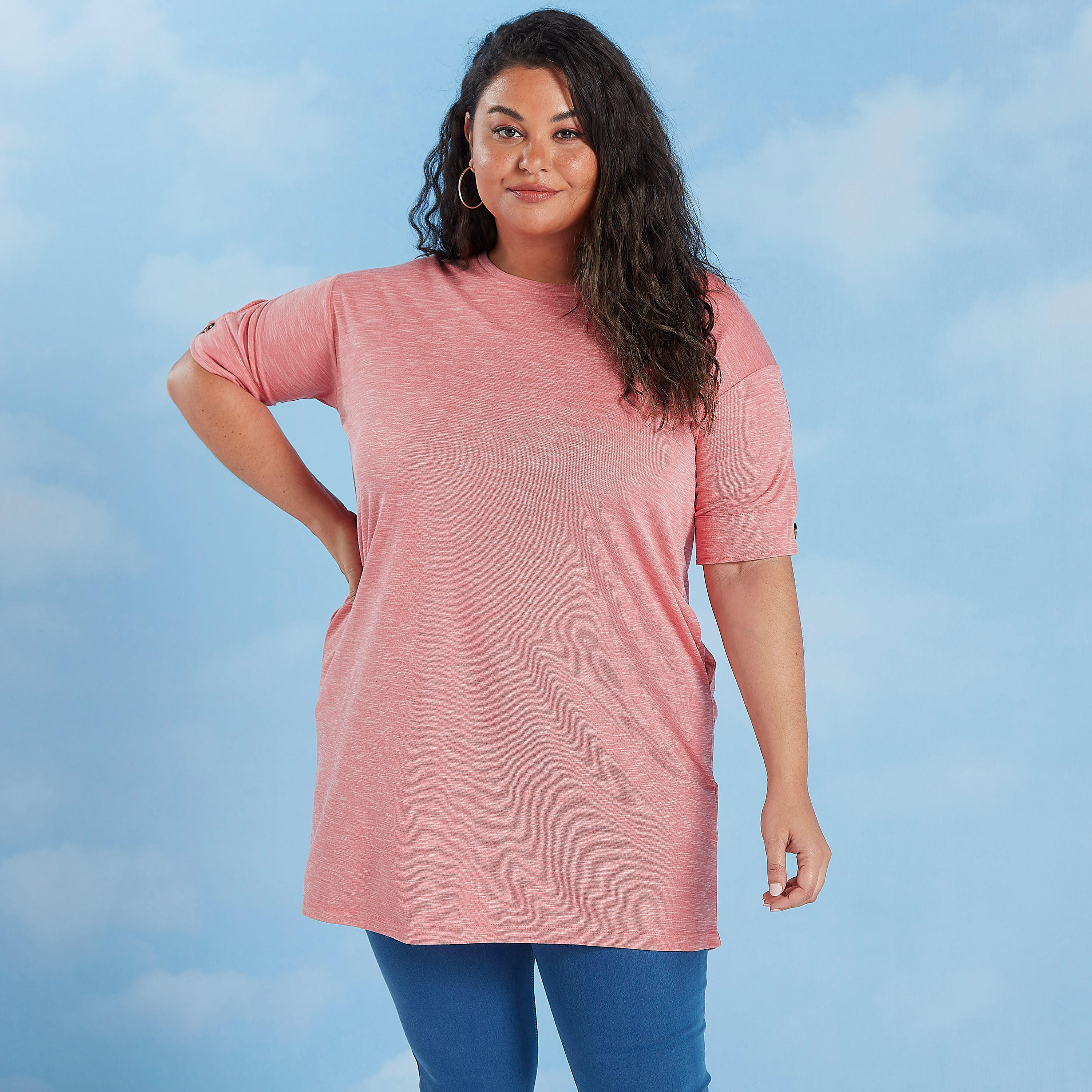 تيشيرت بارز الملمس بياقة مستديرة وأكمام قصيرة-women-clothing-shirtsandblouses-blouses-image-1