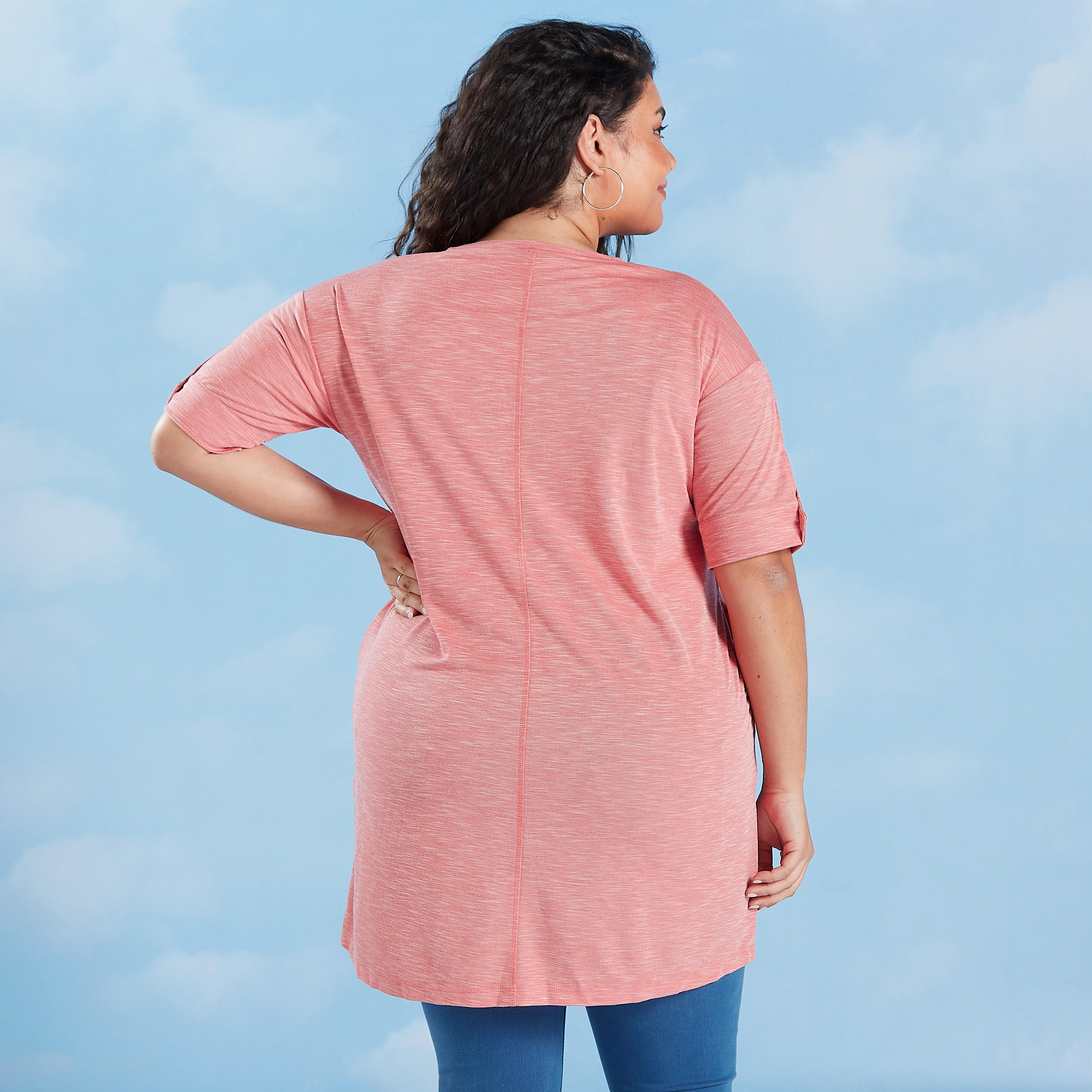 تيشيرت بارز الملمس بياقة مستديرة وأكمام قصيرة-women-clothing-shirtsandblouses-blouses-image-4