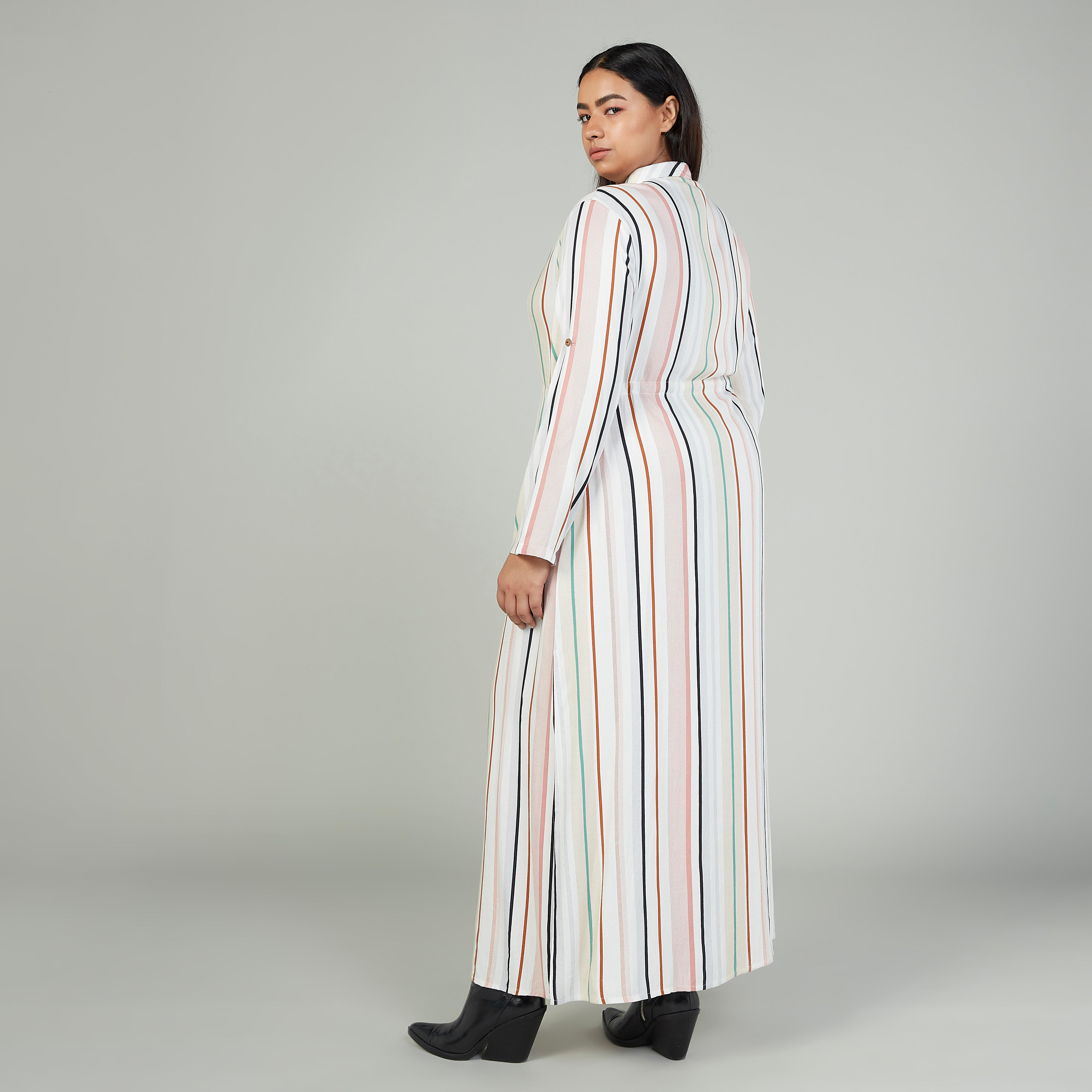 فستان قميص طويل مخطّط بأكمام طويلة وأربطة-women-clothing-dresses-image-4